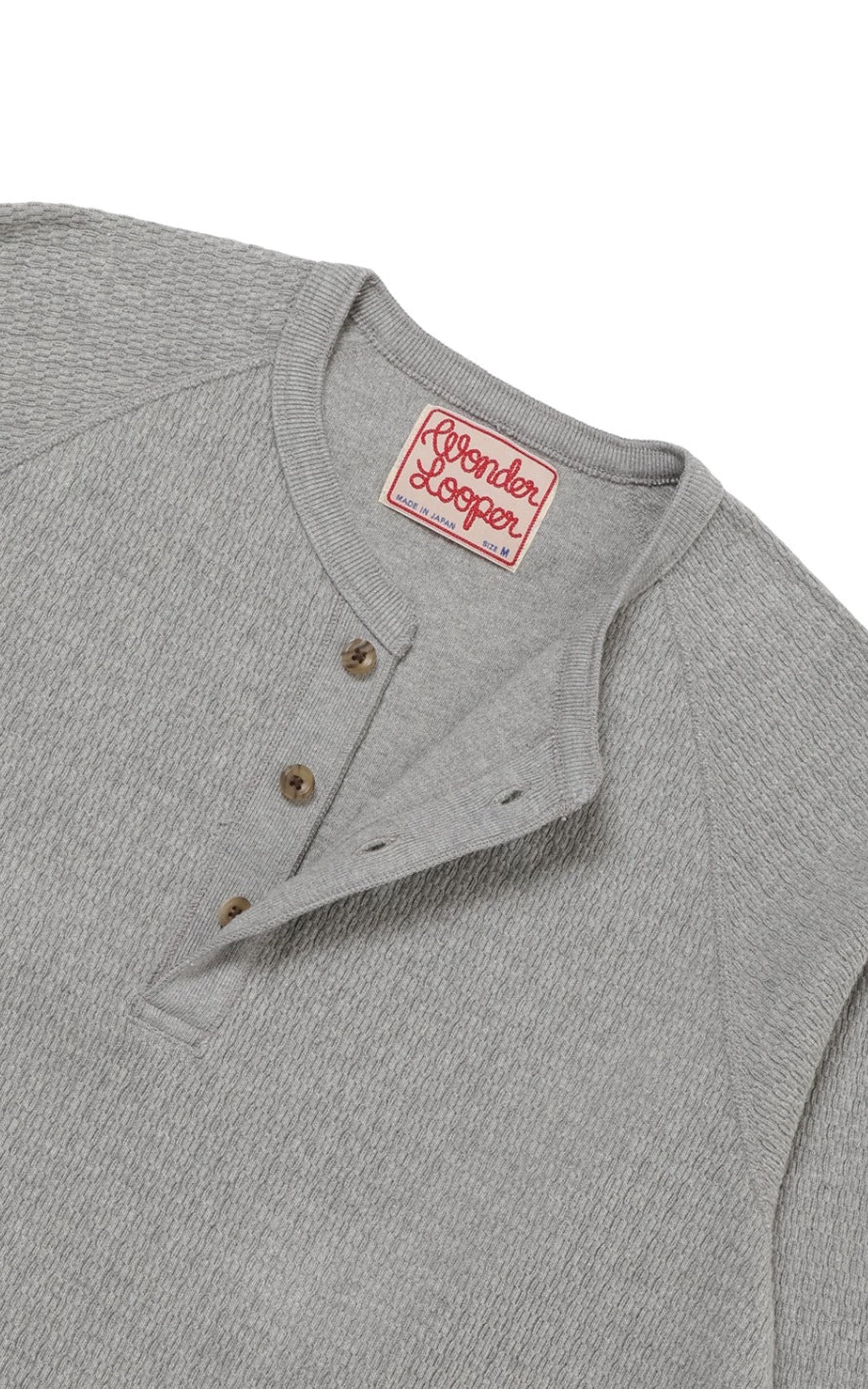 Wonder Looper Henley Cashmere Blend Honeycomb Heather Grey