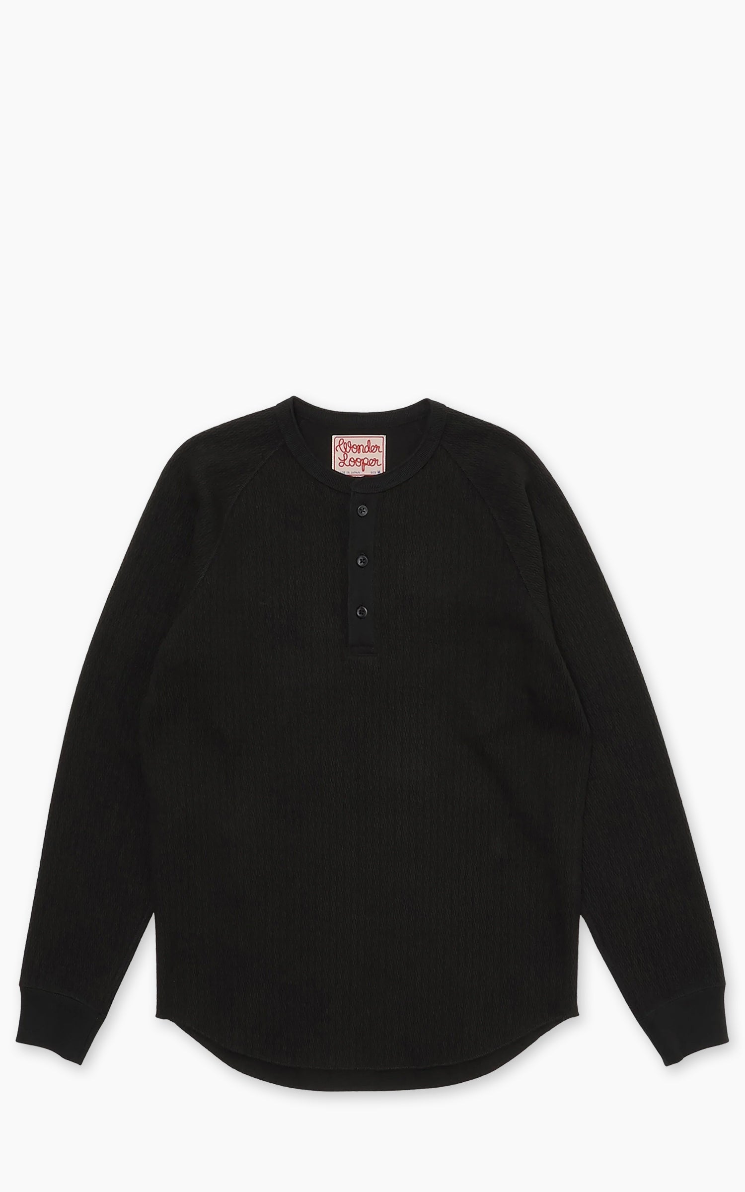Wonder Looper Henley Cashmere Blend Honeycomb Sumi Black