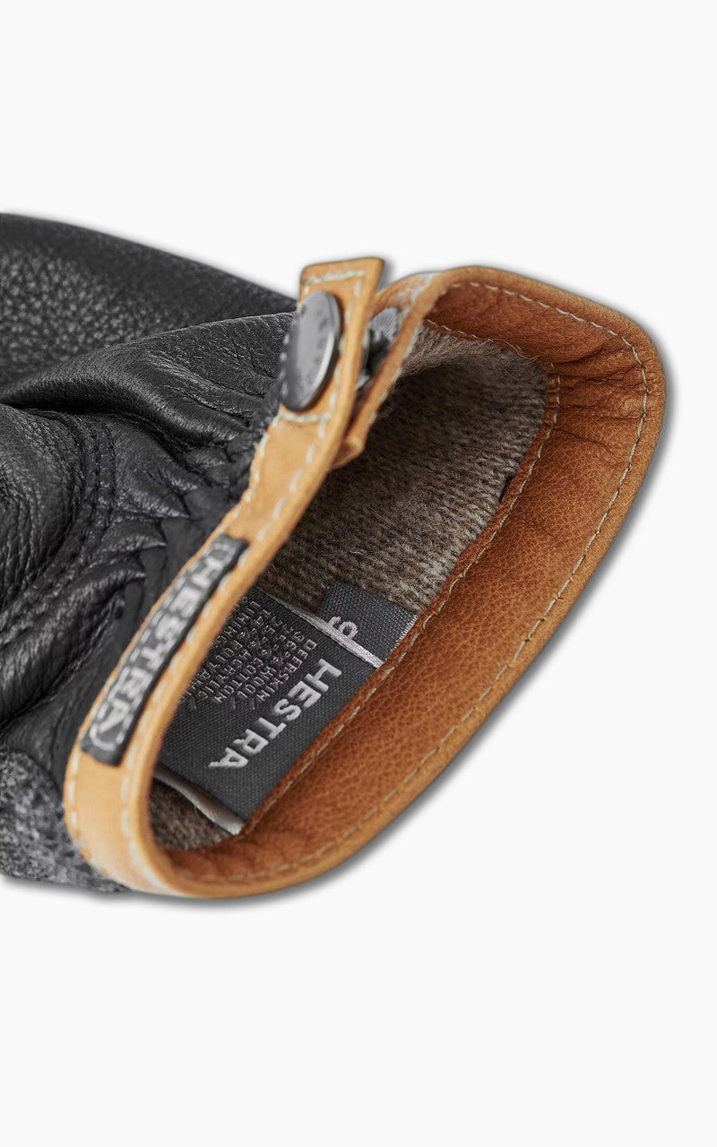 Hestra Deerskin Wool Tricot Charcoal/Black