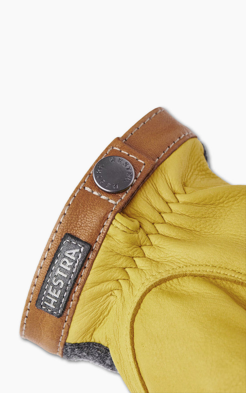 Hestra Deerskin Wool Tricot Charcoal/Natural Yellow