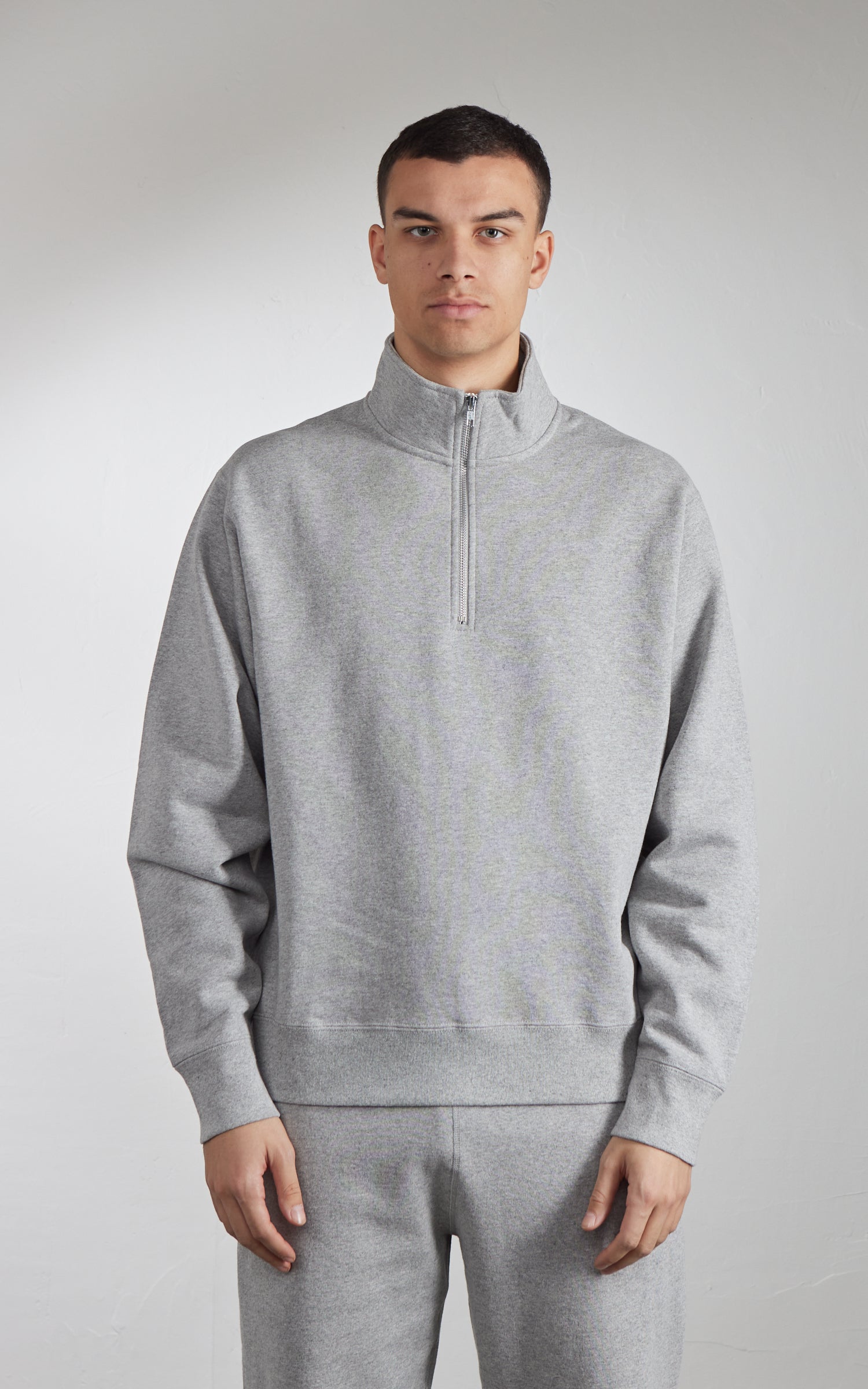 House Of Blanks Heavyweight Quarter Zip Sweatshirt Heather Grey