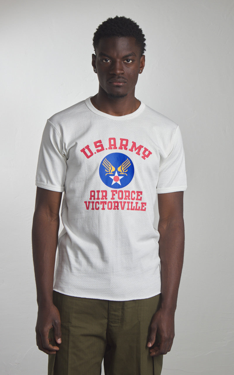 Houston Mesh Cotton (U.S. Army Air Force) Print T-Shirt Off White
