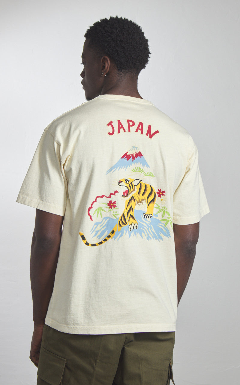 Houston Pigment Dyed Tiger Souvenir Pocket T-Shirt Natural