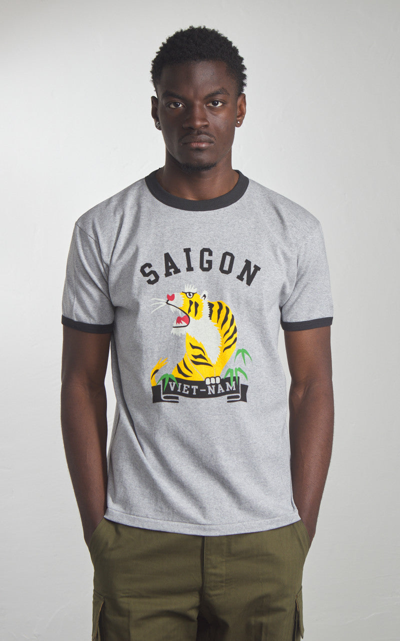 Houston Tiger Ringer T-Shirt Grey/Black