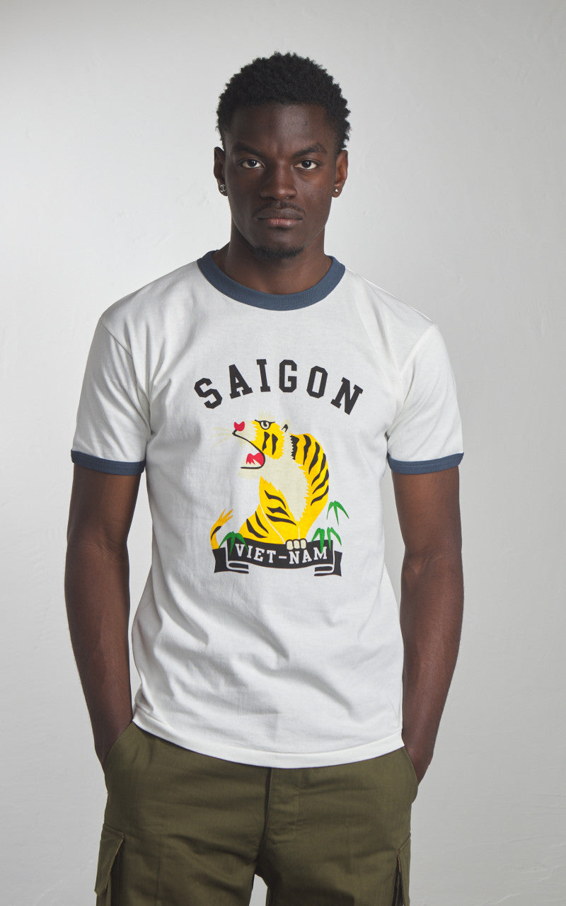 Houston Tiger Ringer T-Shirt White/Navy