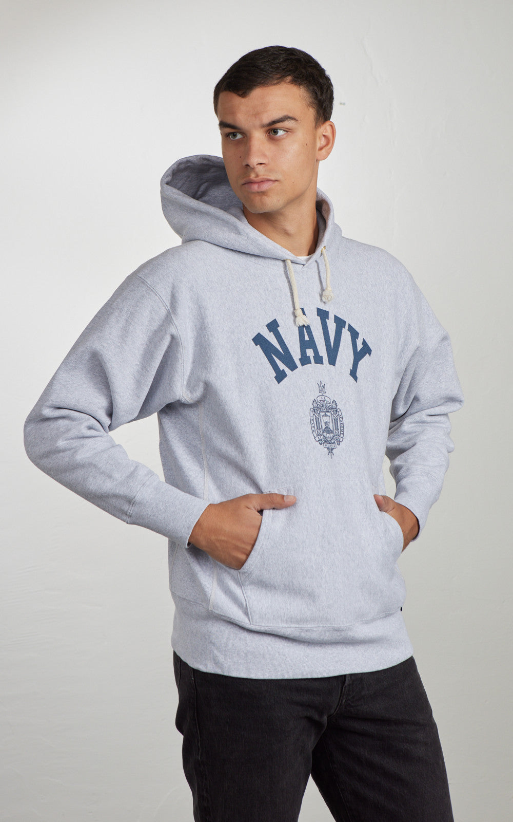 Houston U.S. Cotton R/V Hoodie (Navy) Print Heather Grey