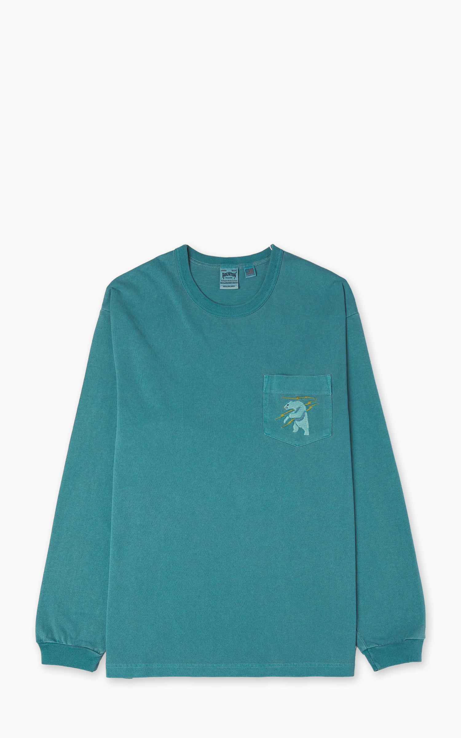 Houston US Cotton Pigment Print (Alaska) L/S T-Shirt Turquoise