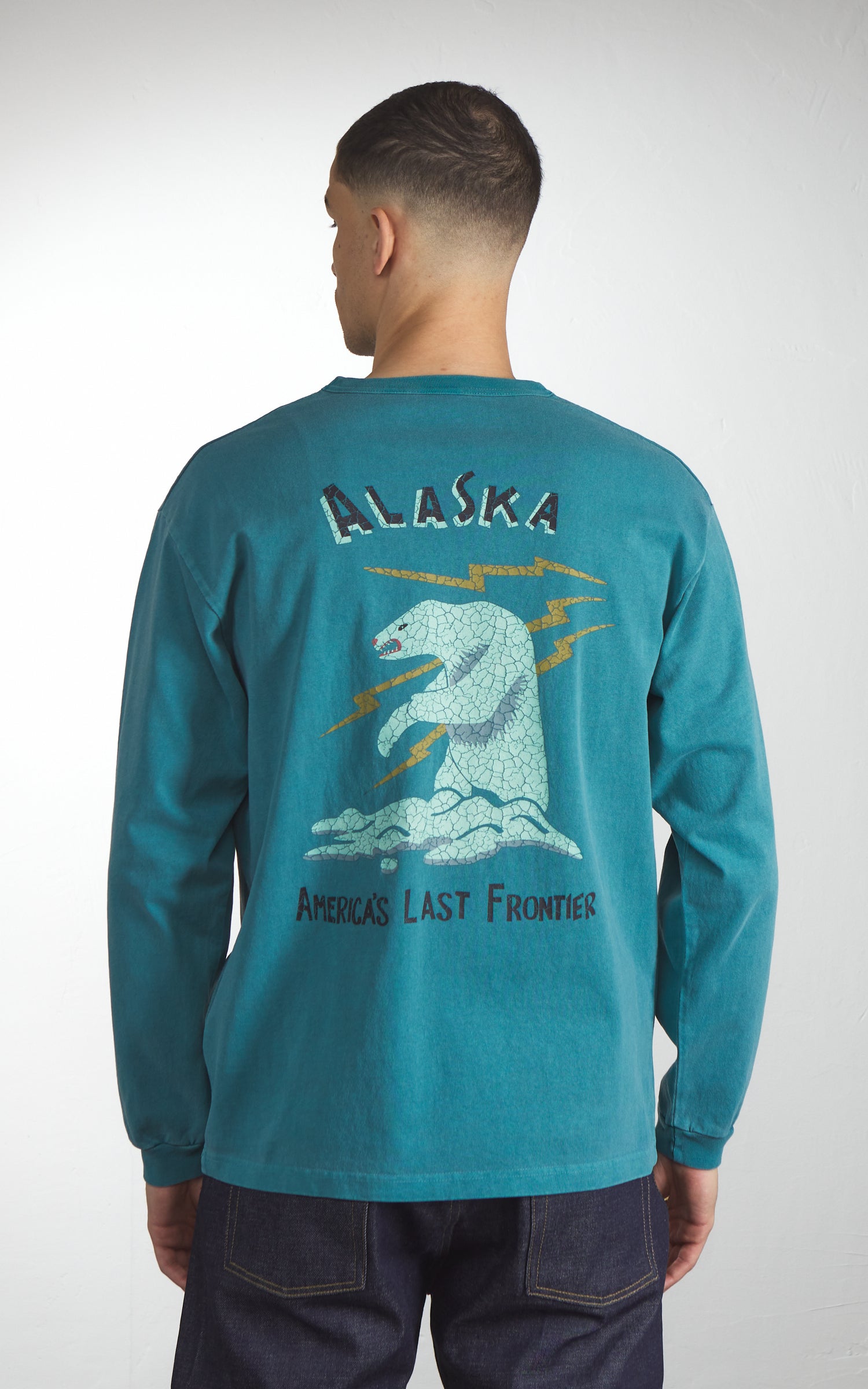 Houston US Cotton Pigment Print (Alaska) L/S T-Shirt Turquoise