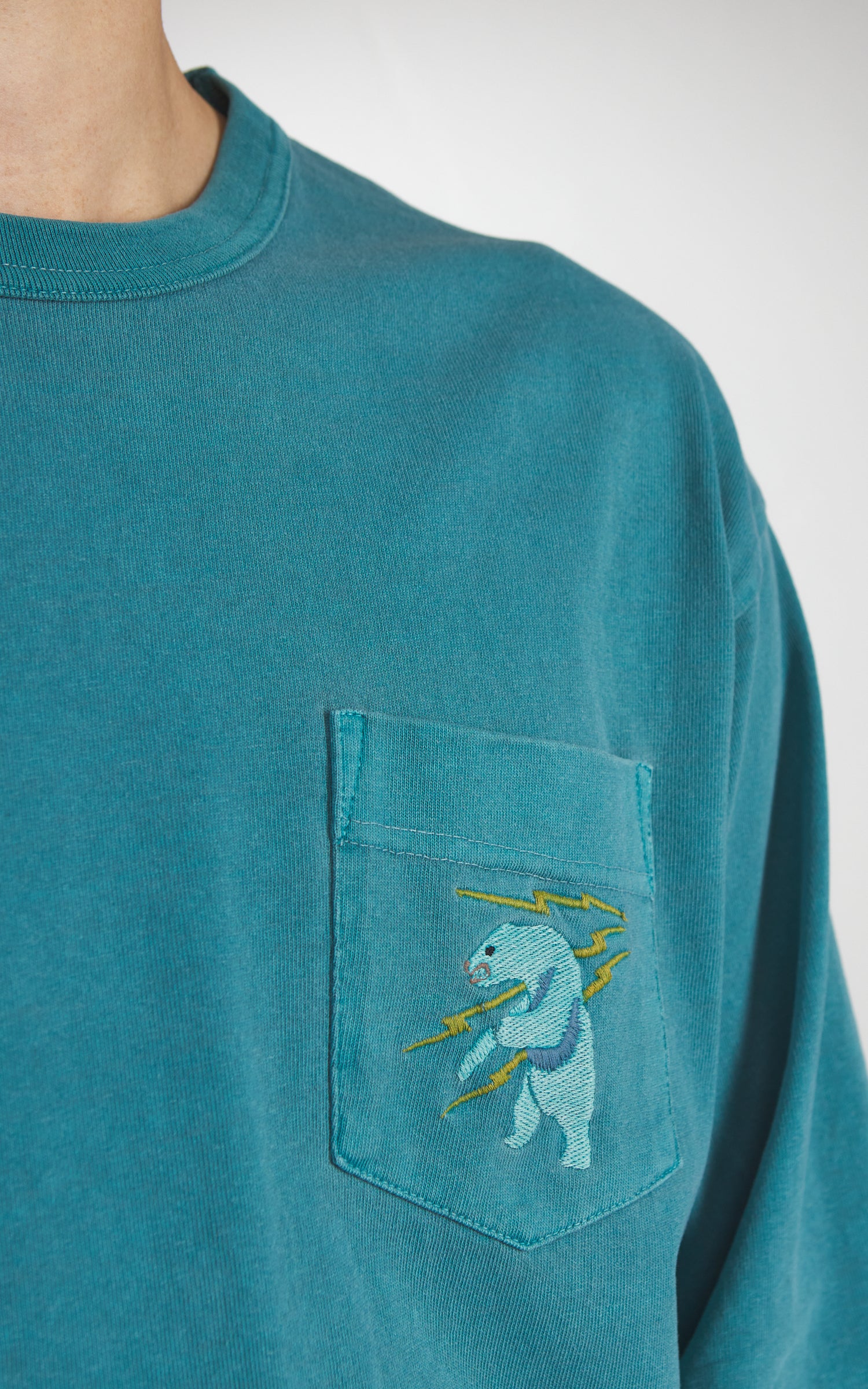 Houston US Cotton Pigment Print (Alaska) L/S T-Shirt Turquoise