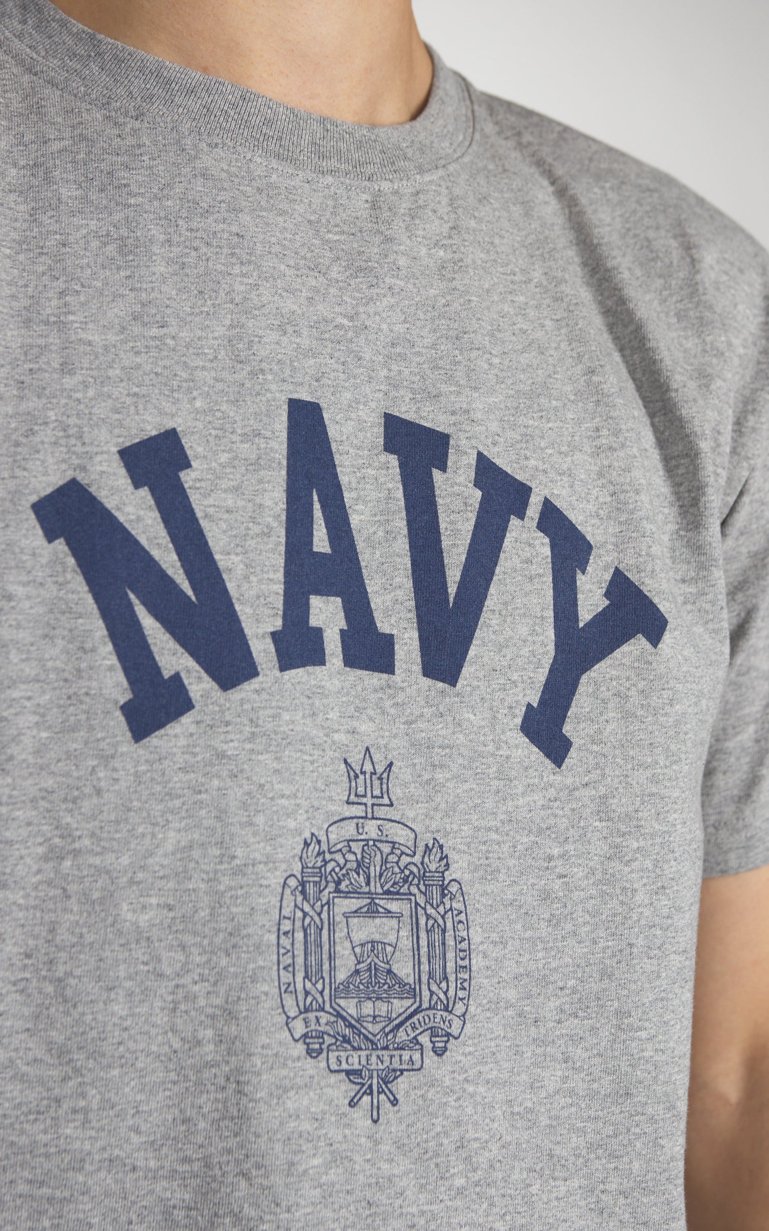 Houston (Navy) Print Tubular T-Shirt Heather Grey