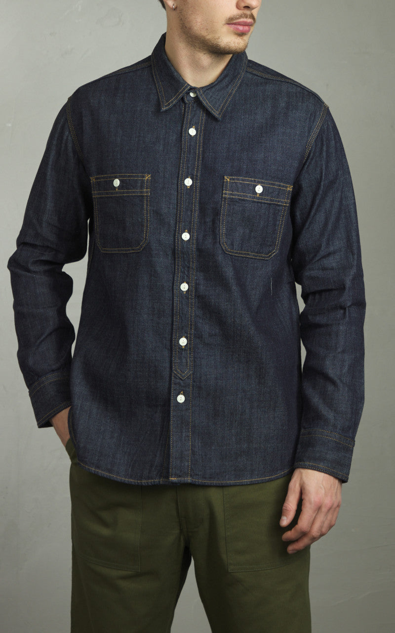 Houston U.S. Cotton Denim Work Shirt Indigo