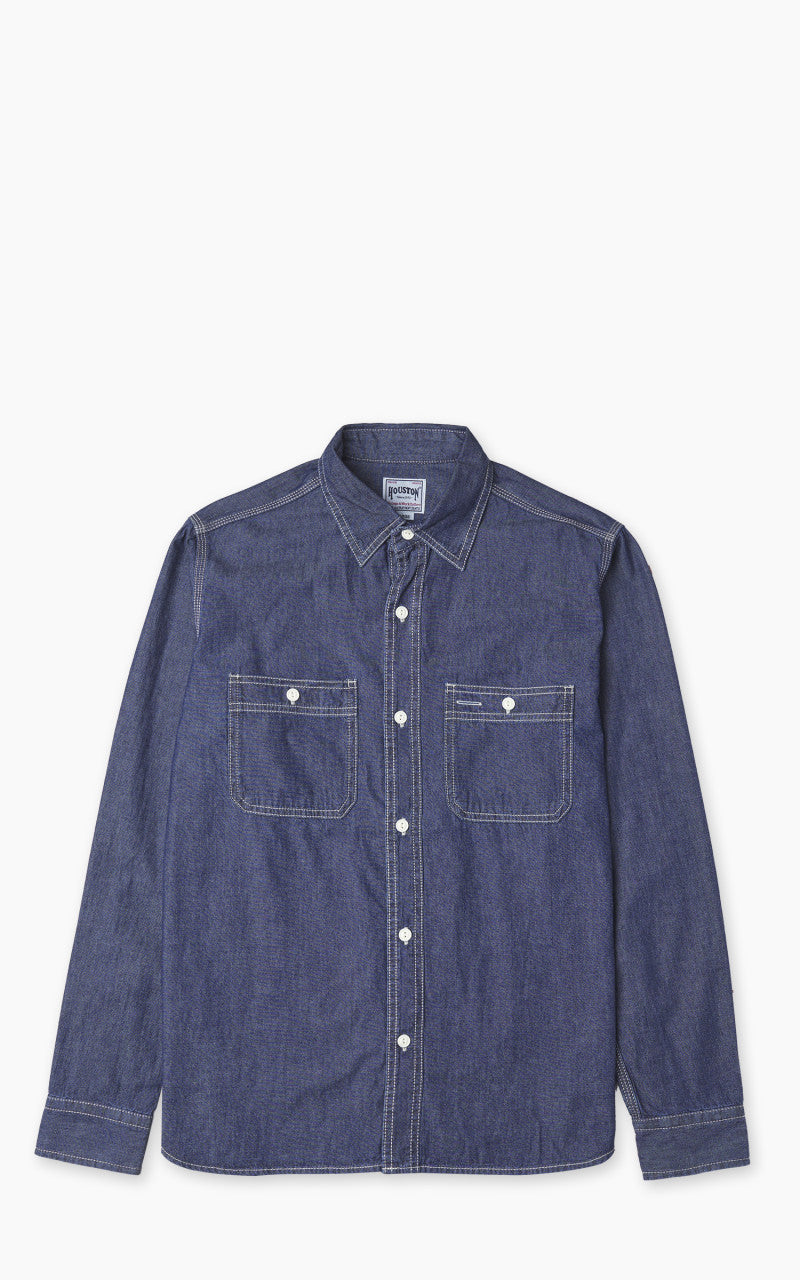 Houston U.S. Cotton Chambray Work Shirt Vintage Wash Indigo