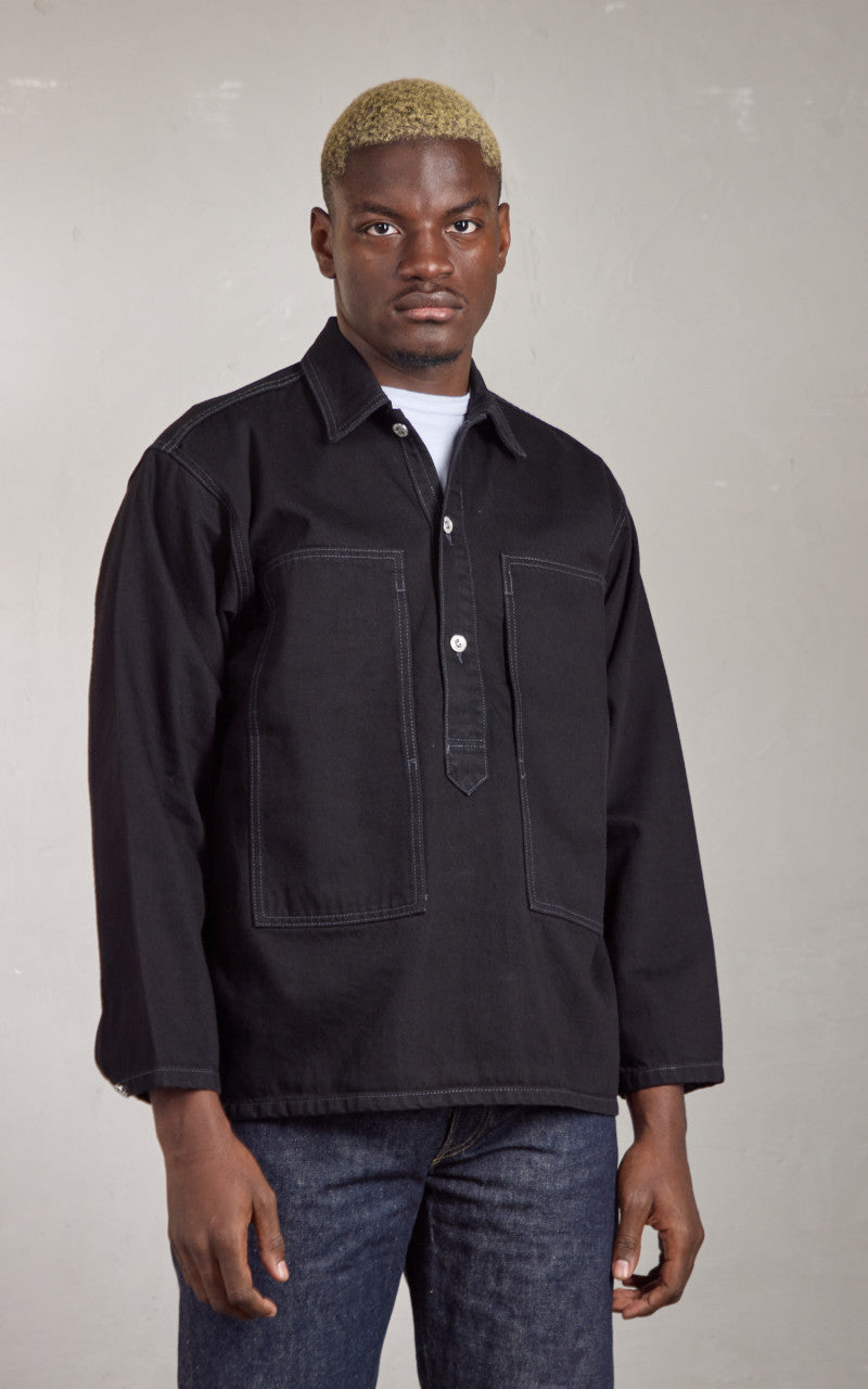 Houston Cone Denim Army Pullover Shirt Black One Wash