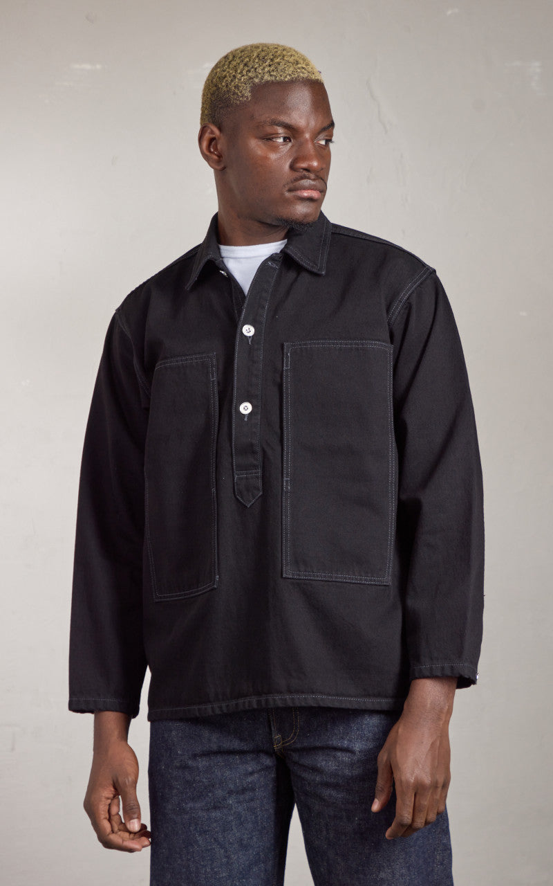 Houston Cone Denim Army Pullover Shirt Black One Wash