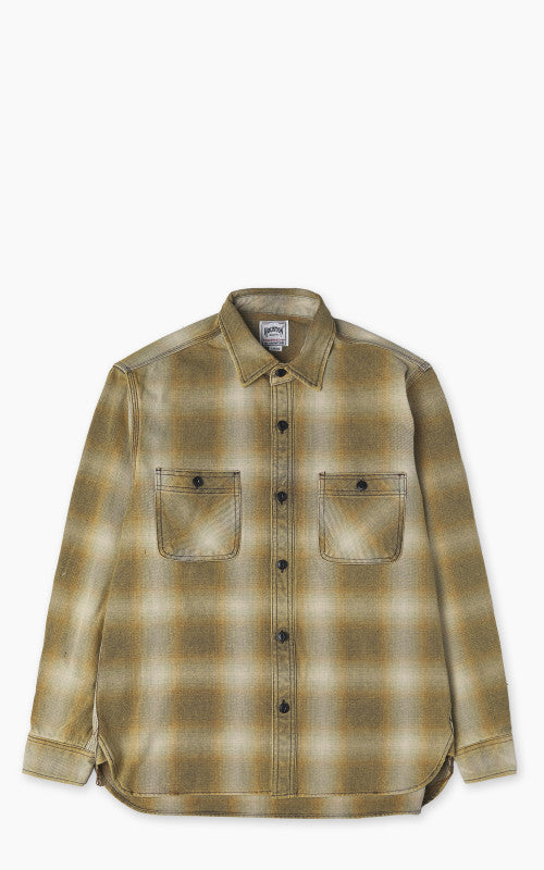 Houston Vintage Ombre Check Viyella Shirt Khaki