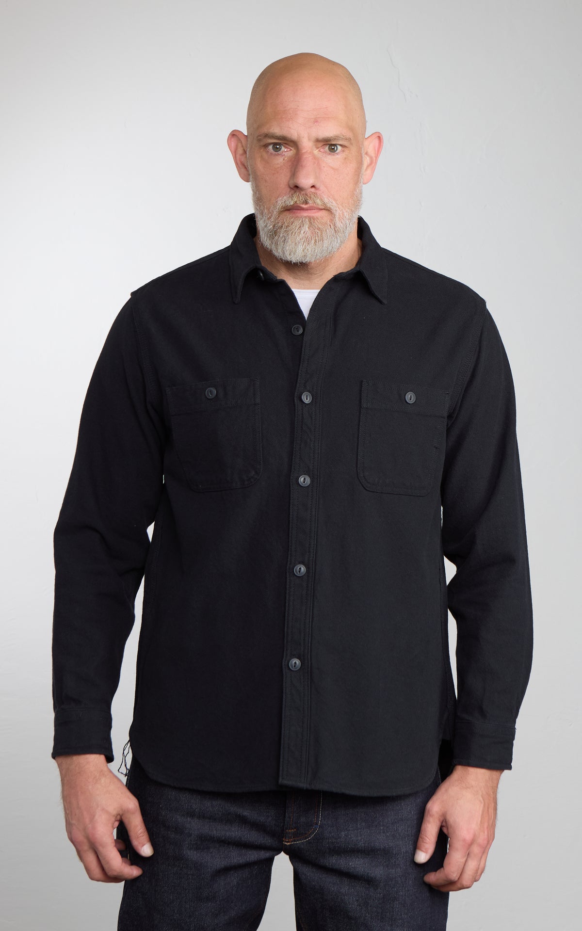 Houston Solid Heavyweight Viyella Shirt Black