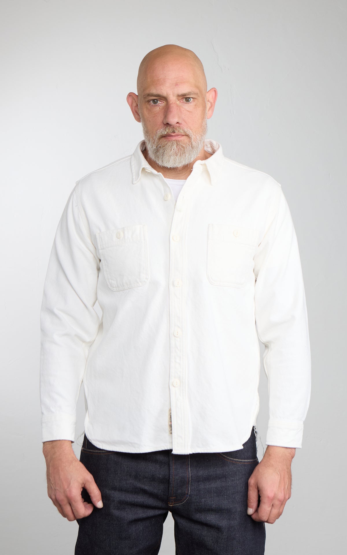 Houston Solid Heavyweight Viyella Shirt Offwhite