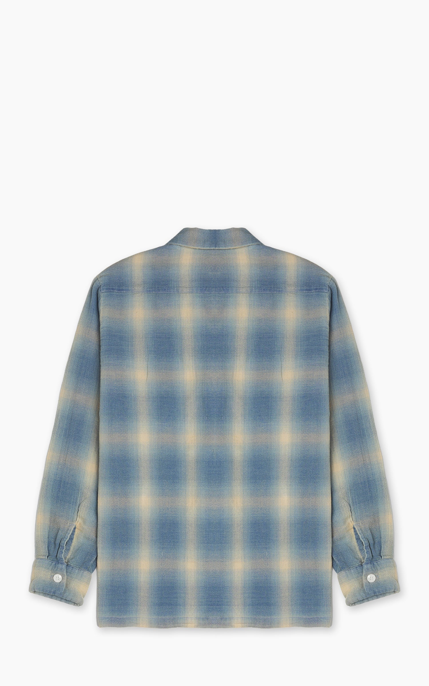 Houston Indigo Herringbone Ombre Check L/S Shirt Indigo Bleach