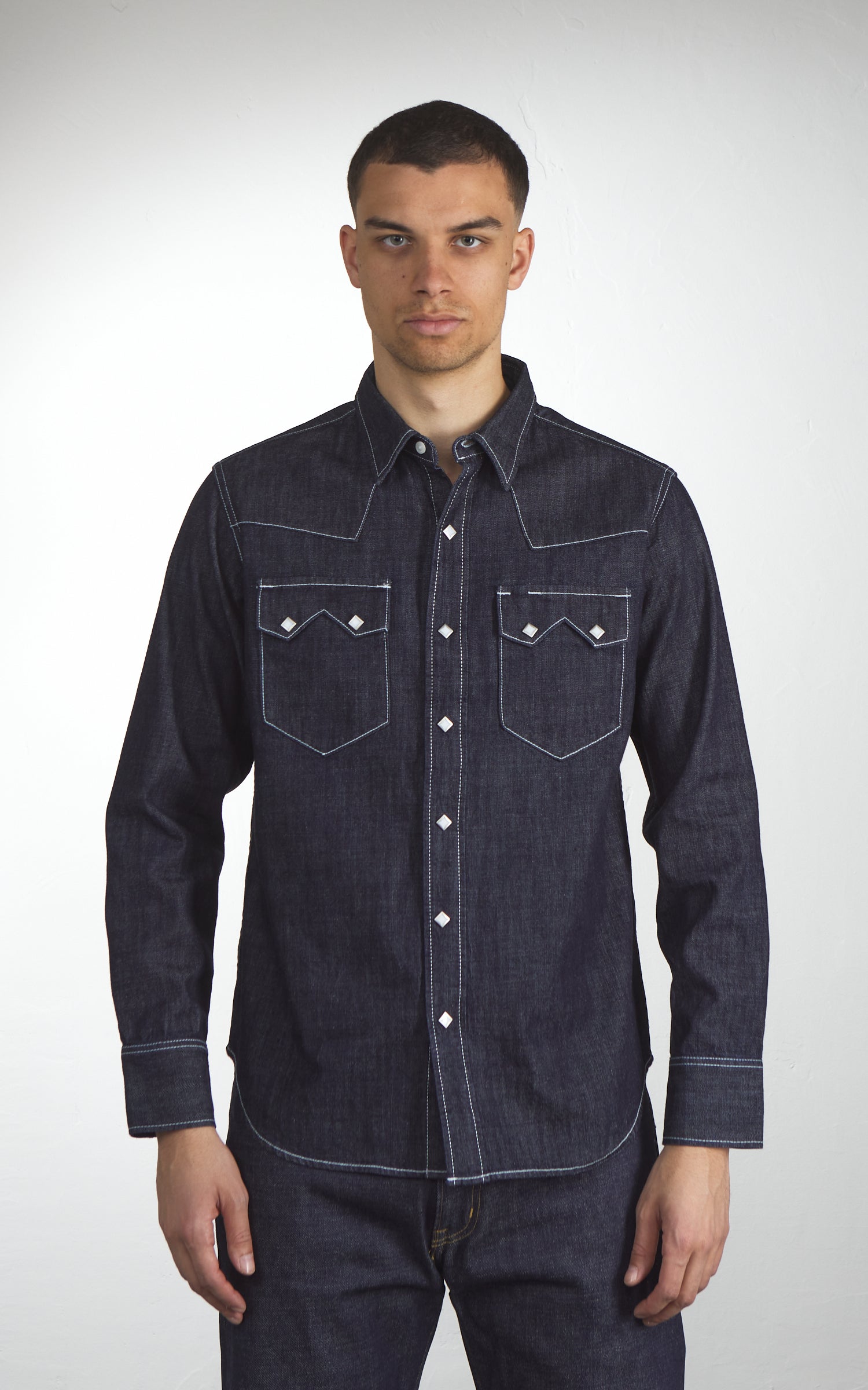 Houston Slub Denim Western Shirt Indigo One Wash