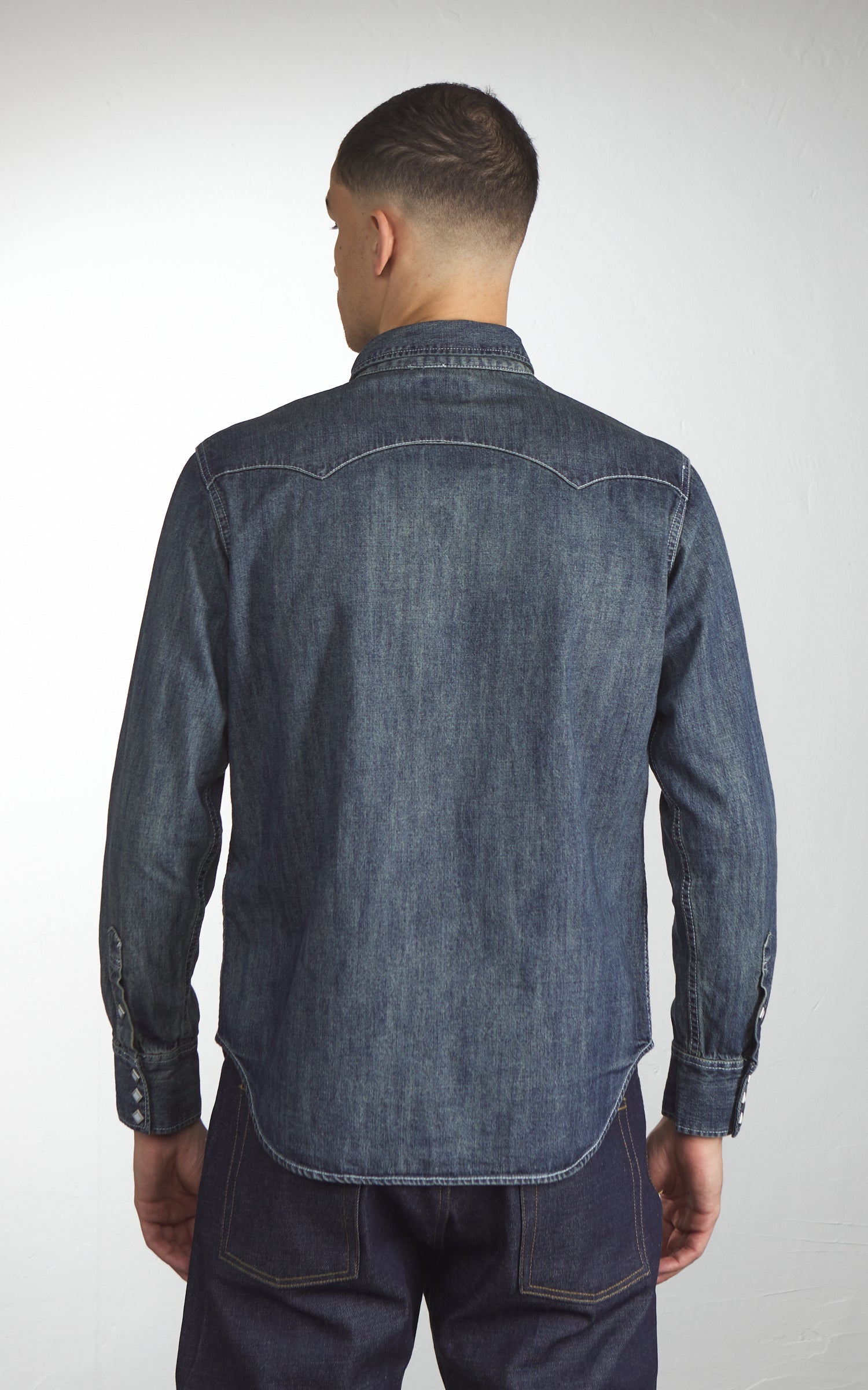 Houston Slub Denim Western Shirt Indigo Vintage Wash