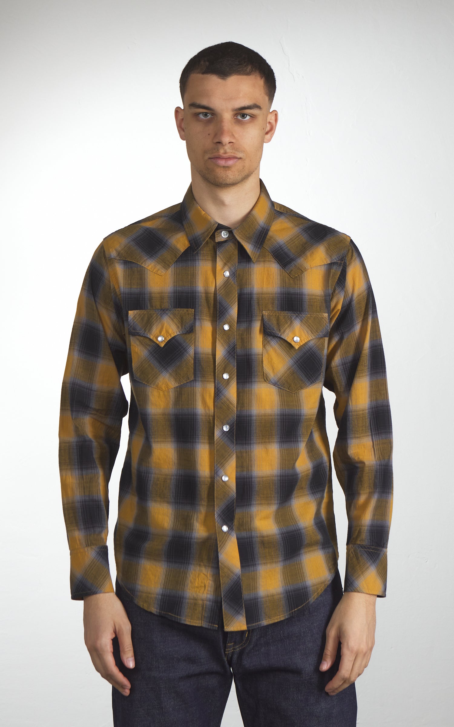 Houston UNIVERD72 Ombre Check Western Shirt Yellow