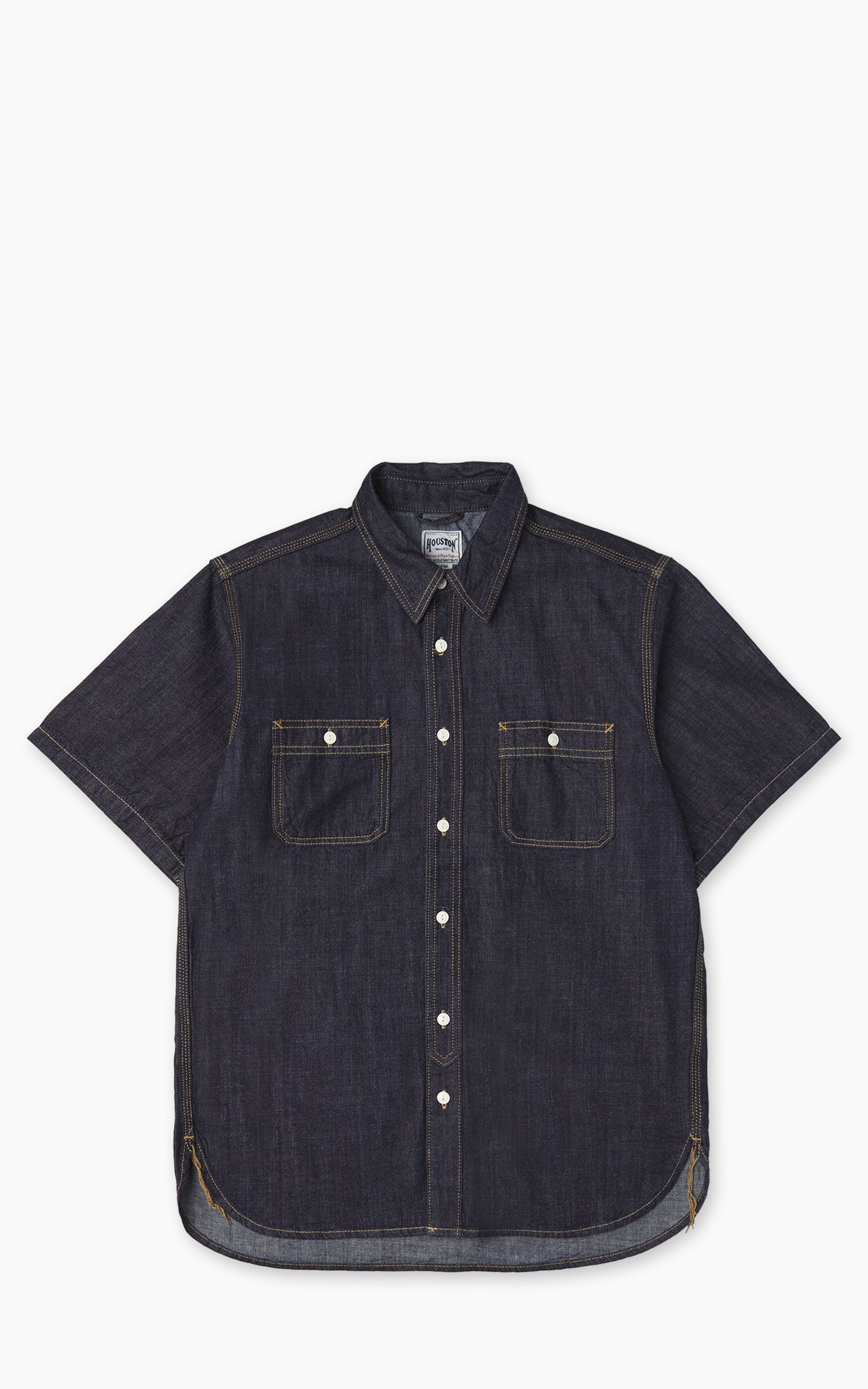 Houston U.S. Cotton Denim S/S Work Shirt Indigo One Wash