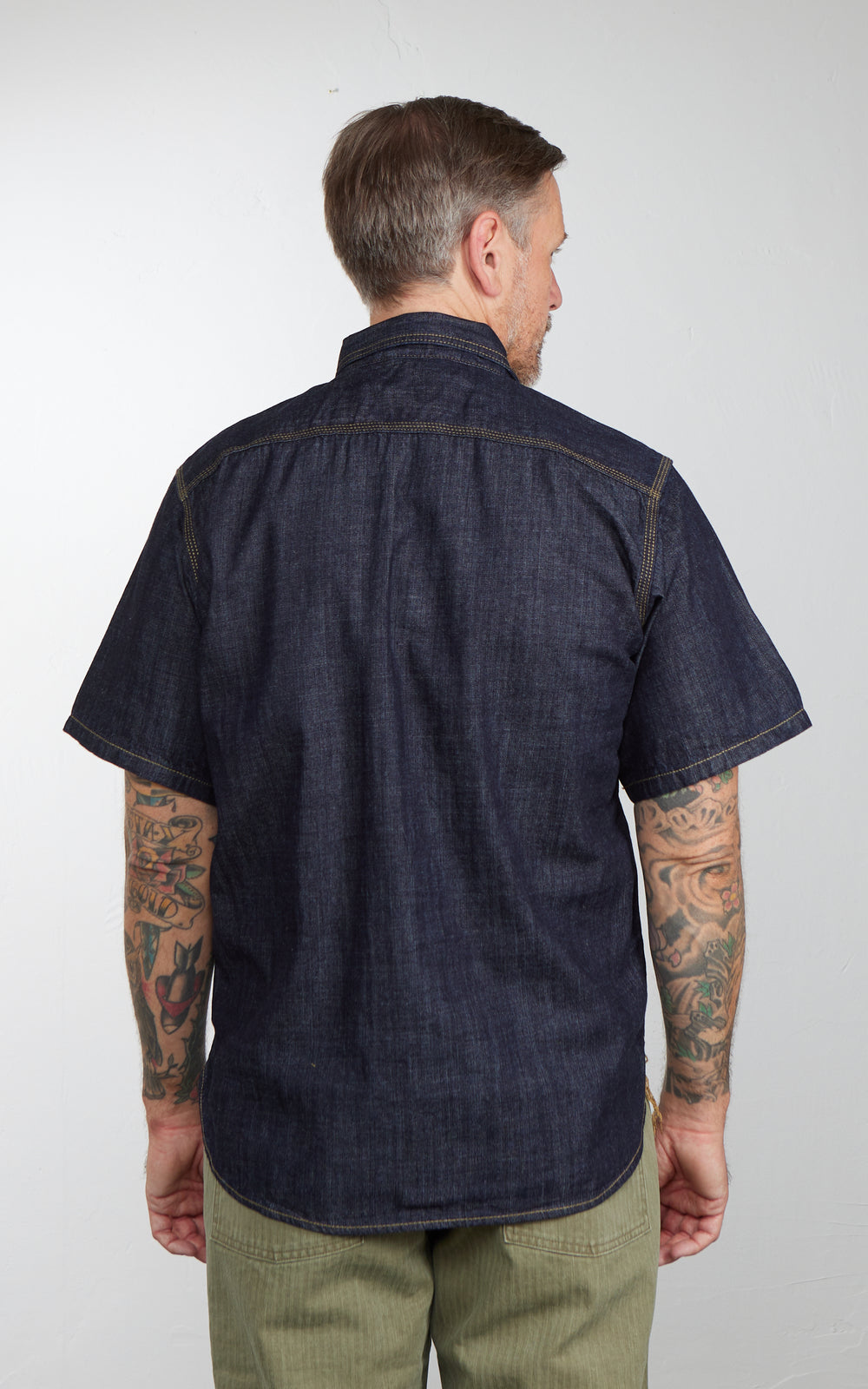 Houston U.S. Cotton Denim S/S Work Shirt Indigo One Wash