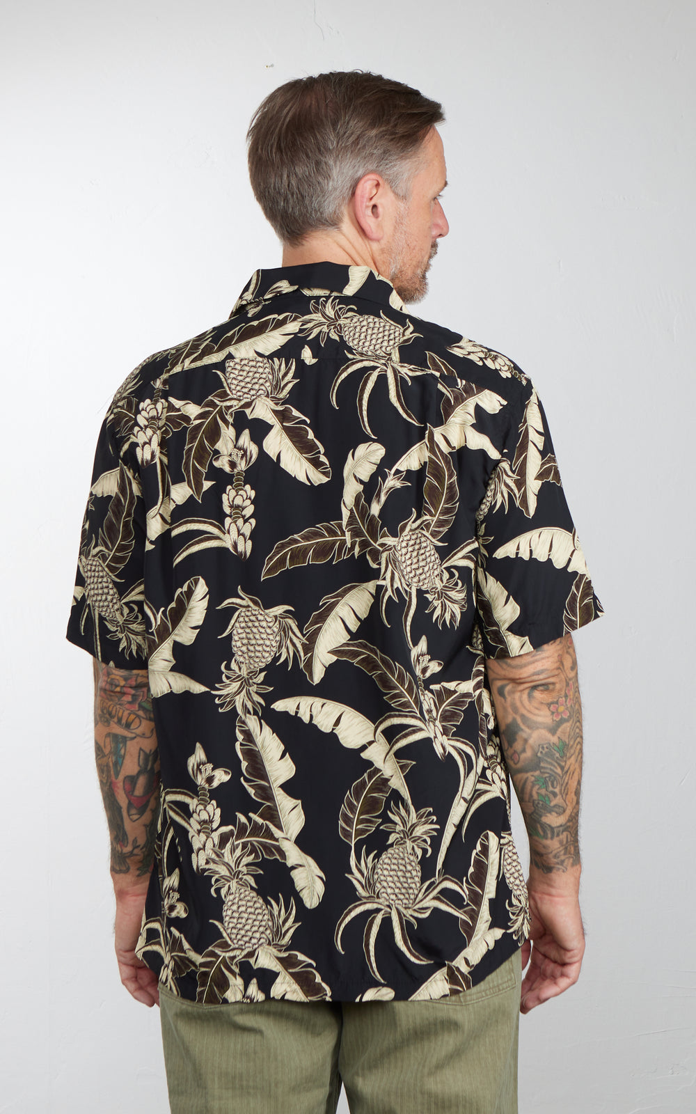 Houston (Pineapple) Rayon Aloha Shirt Black
