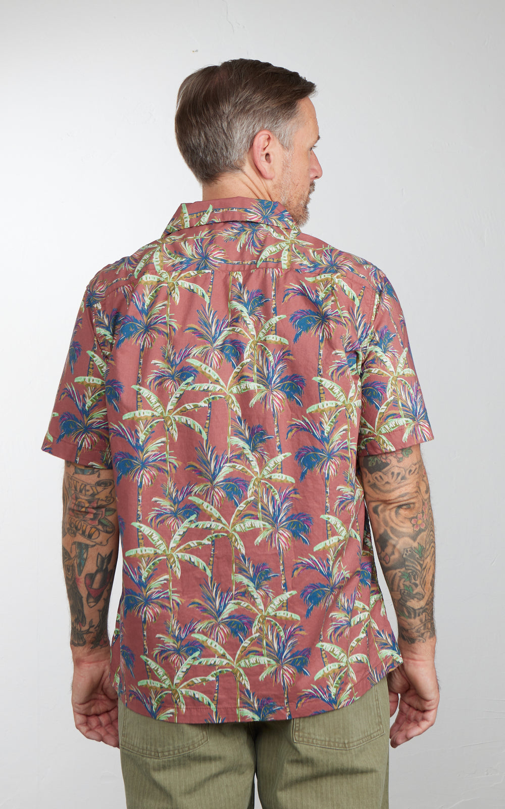 Houston (Palm Tree) Cotton Aloha Shirt Terracotta