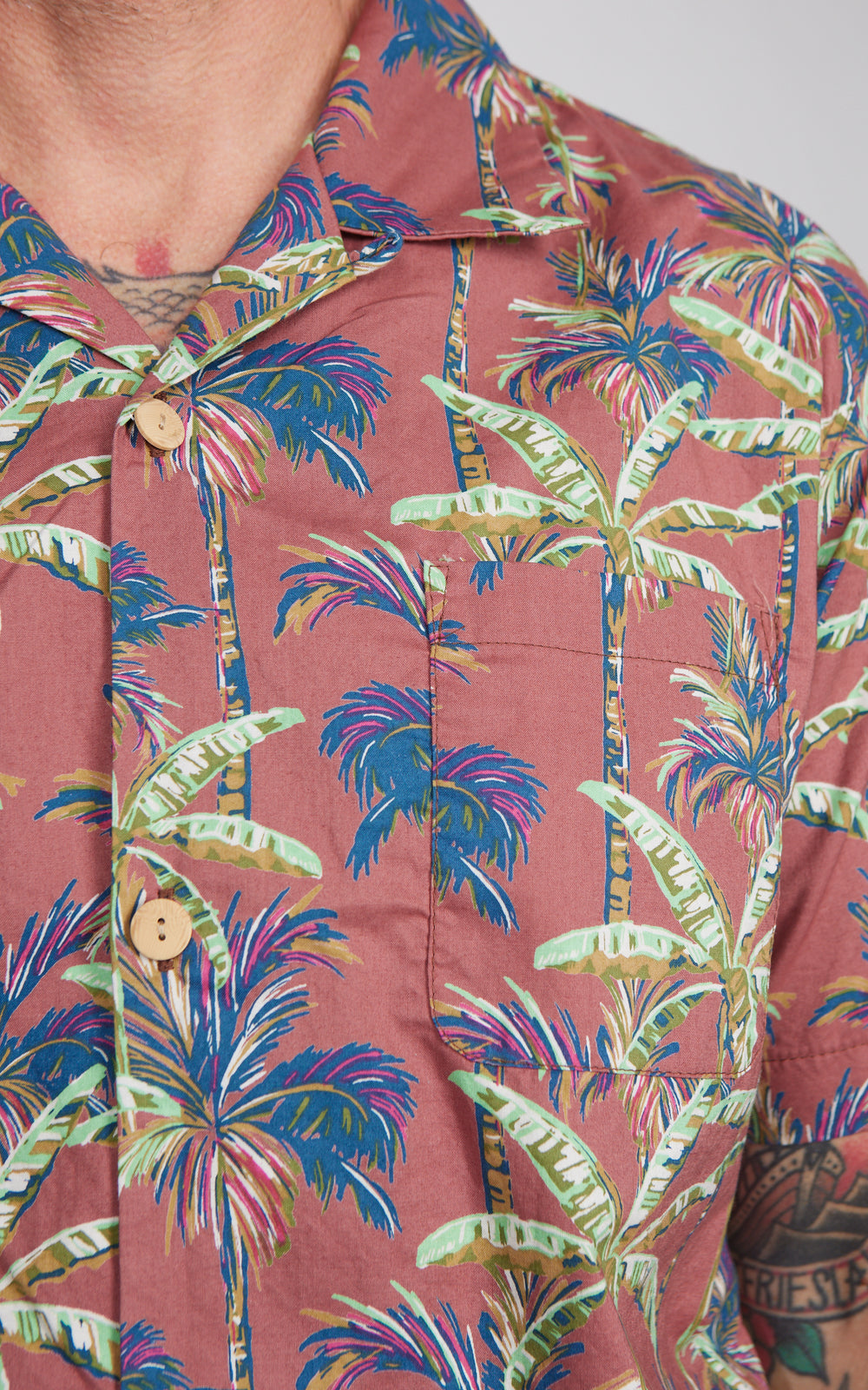 Houston (Palm Tree) Cotton Aloha Shirt Terracotta