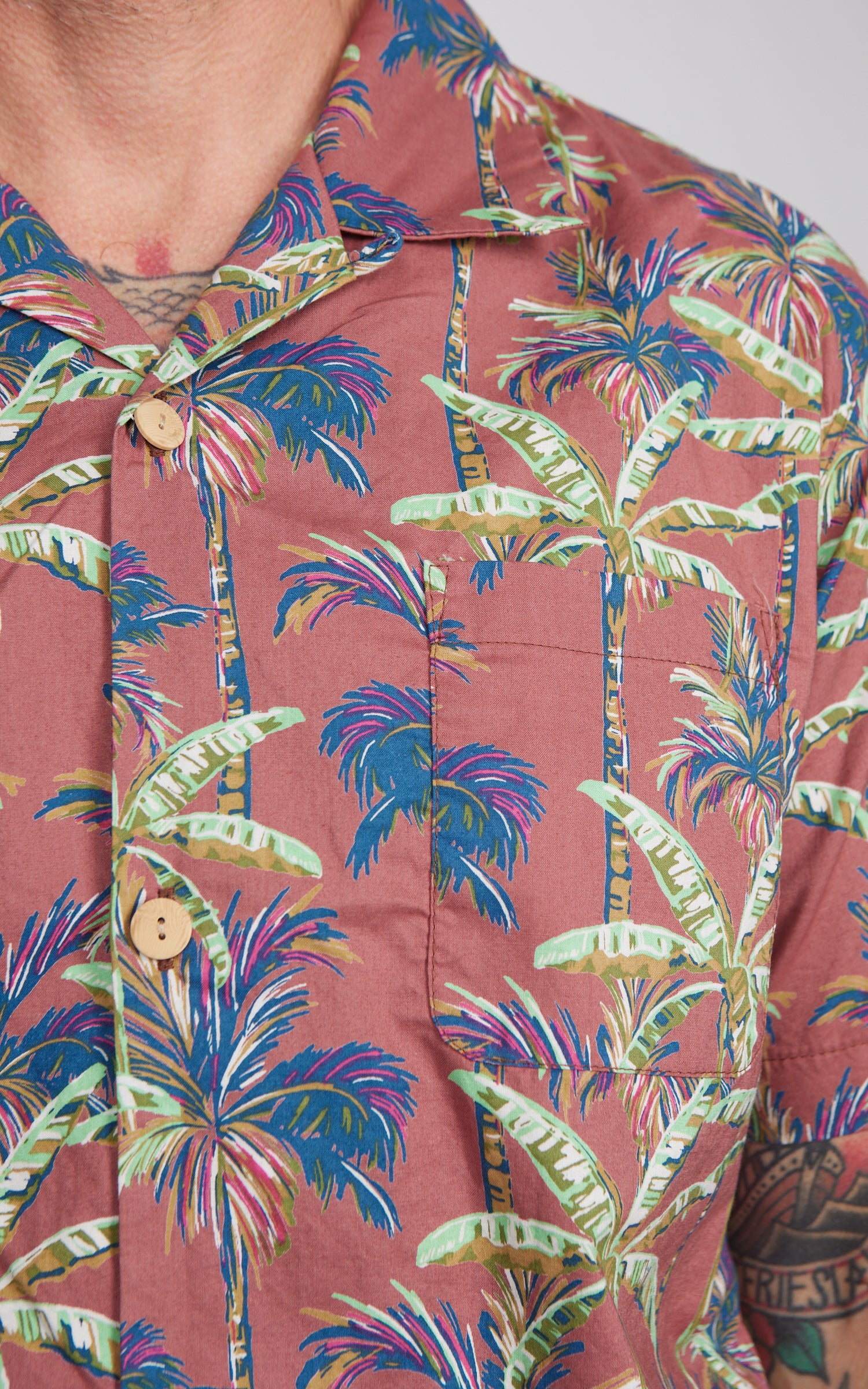 Houston (Palm Tree) Cotton Aloha Shirt Terracotta