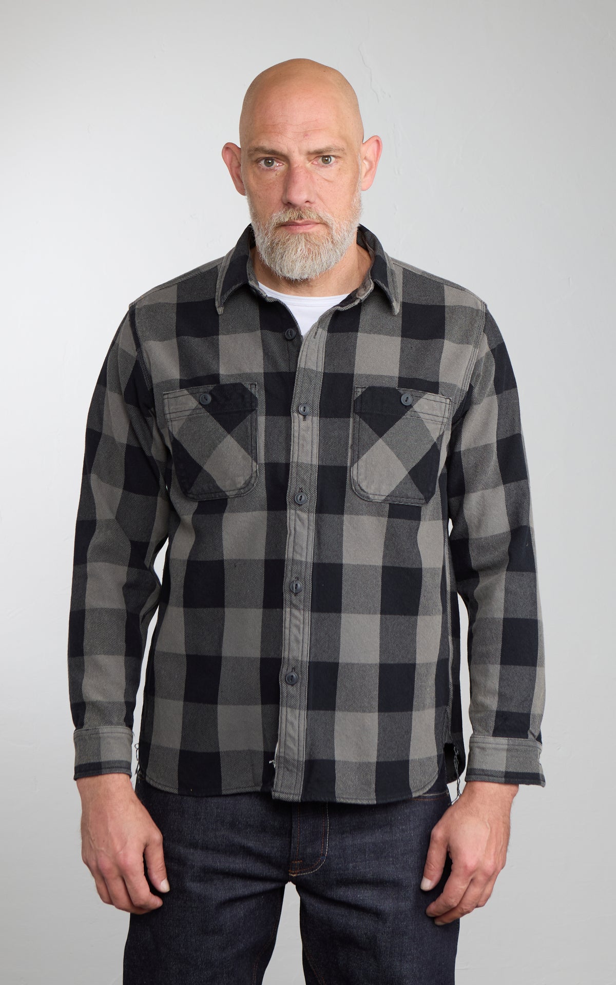 Houston Vintage Block Heavyweight Viyella Shirt Checked Black