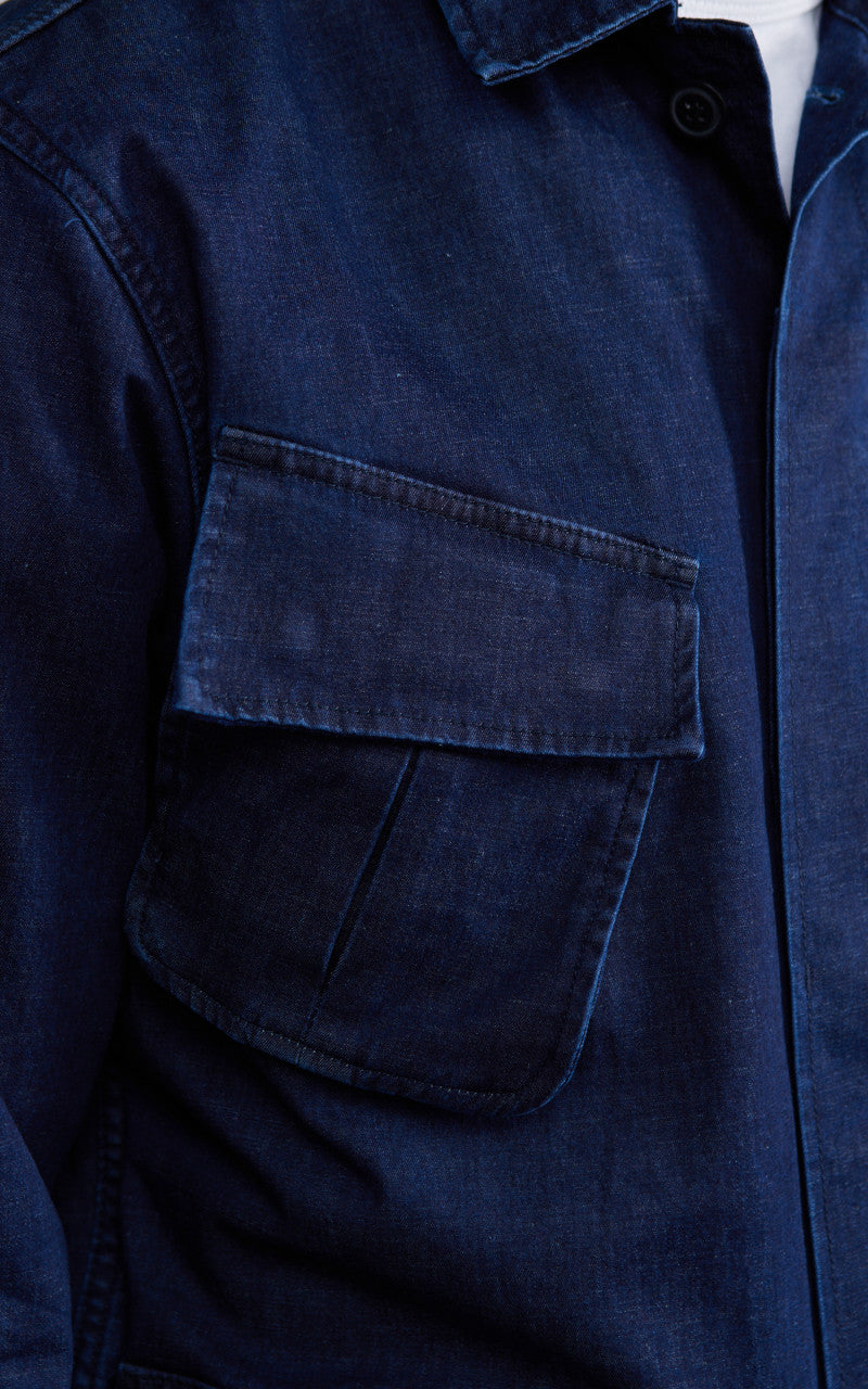 Houston Denim Fatigue Jacket Indigo One Wash