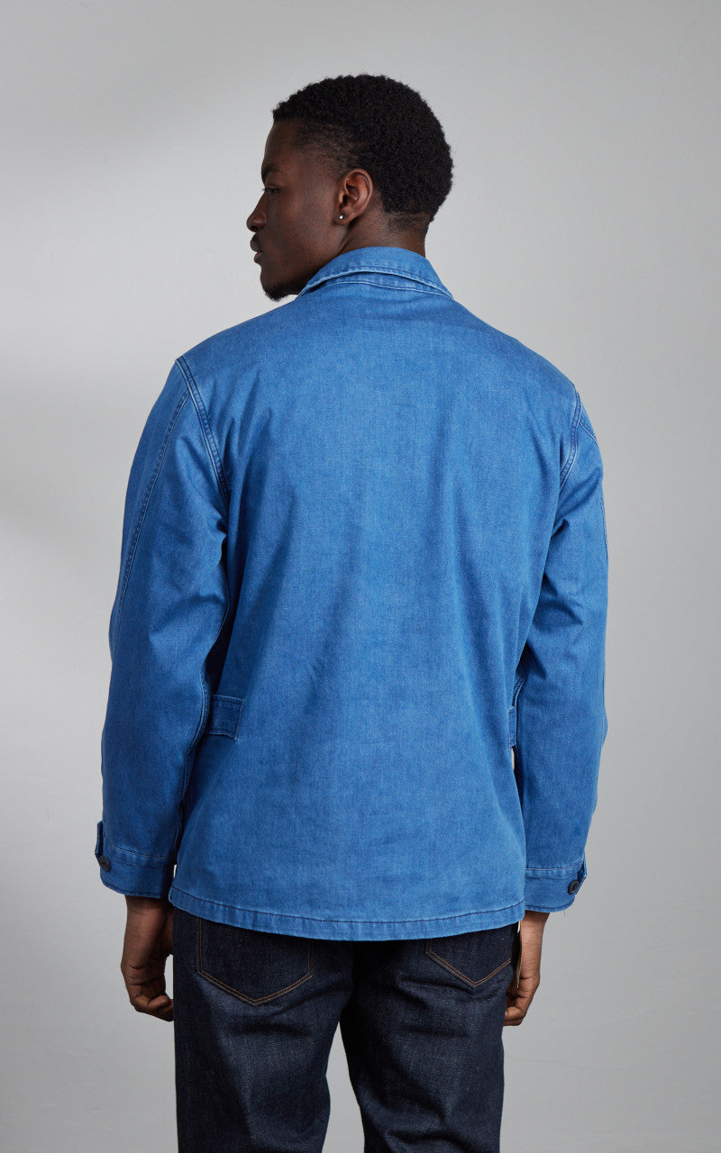 Houston Denim Fatigue Jacket Indigo Vintage Wash