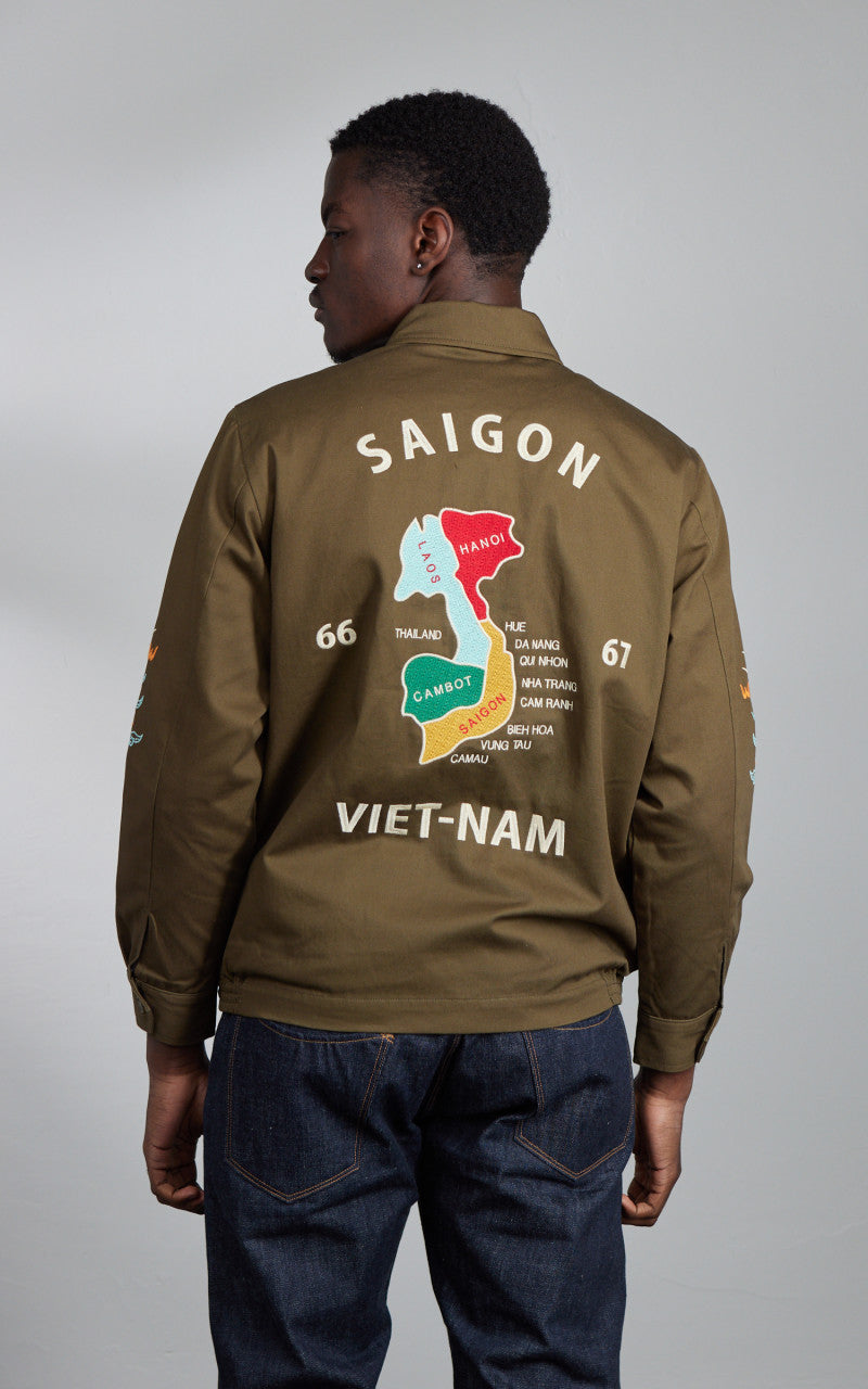 Houston Vietnam Jacket Map Olive Drab