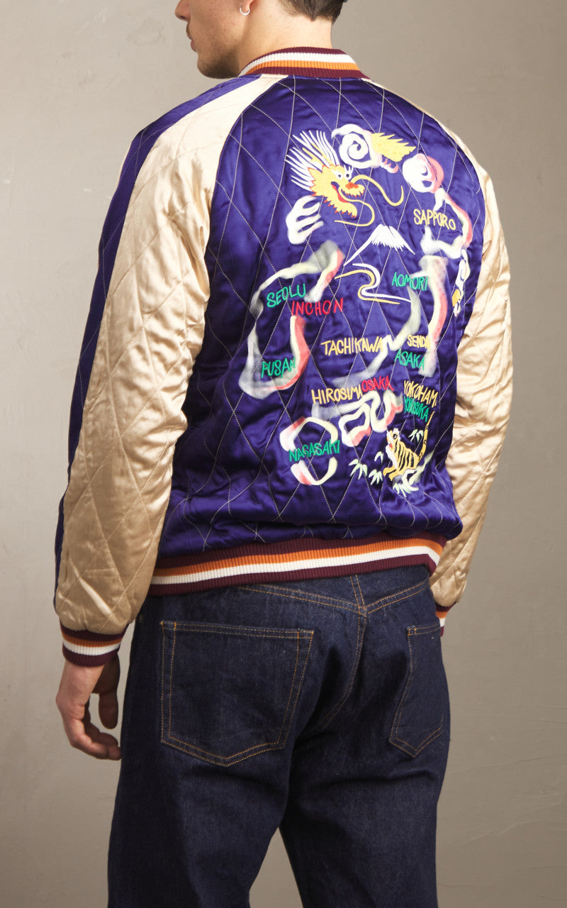 Houston Quilted Souvenir Jacket Map Navy