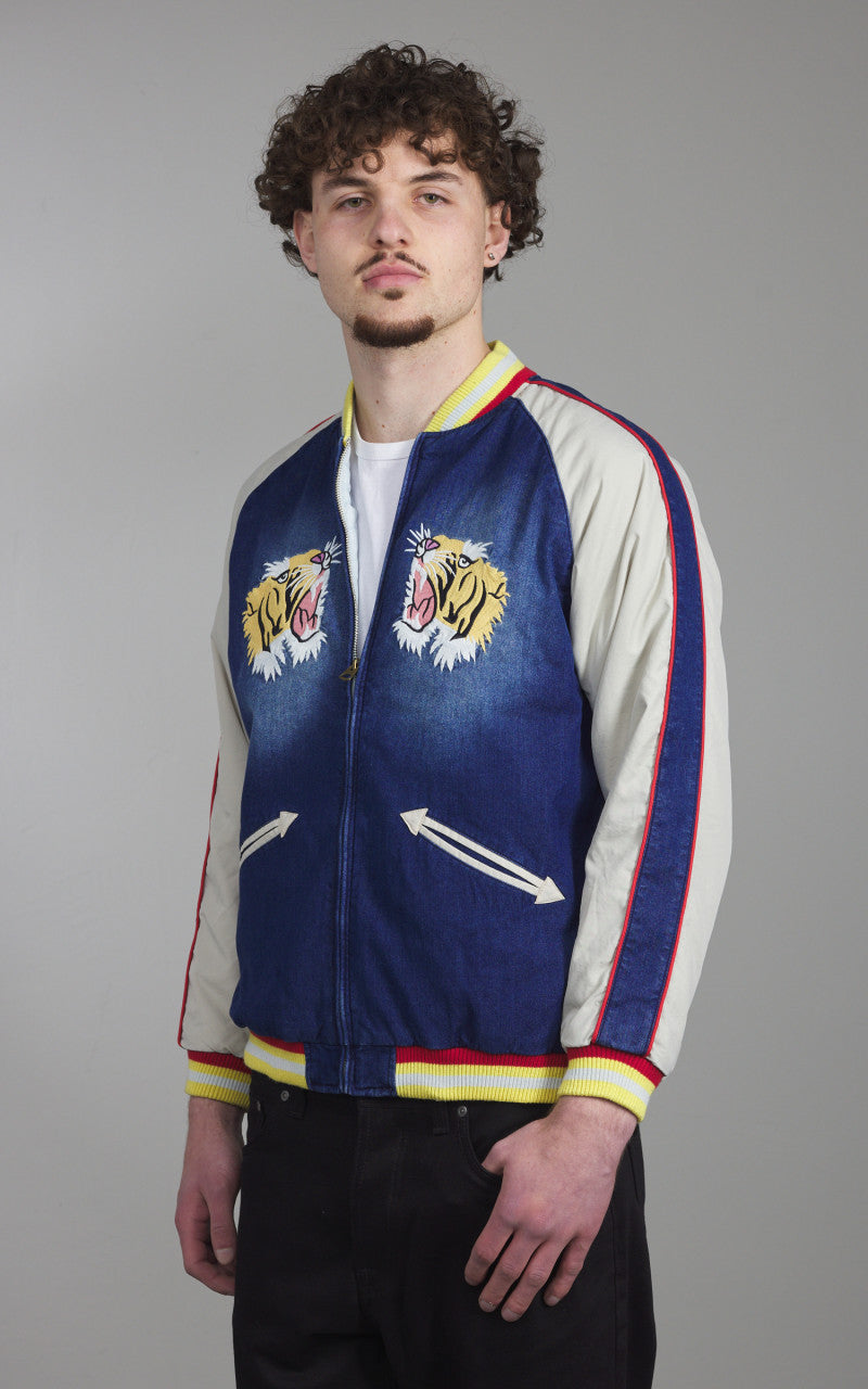 HOUSTON/SOUVENIR JACKET/TIGER /スカジャン Houston Souvenir Jacket Tiger Indigo