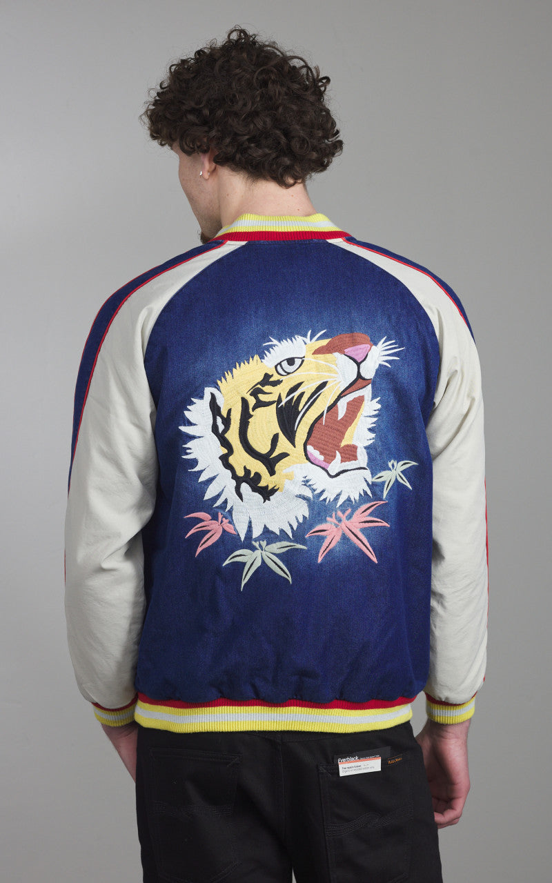 HOUSTON/SOUVENIR JACKET/TIGER /スカジャン Houston Souvenir Jacket Tiger Indigo