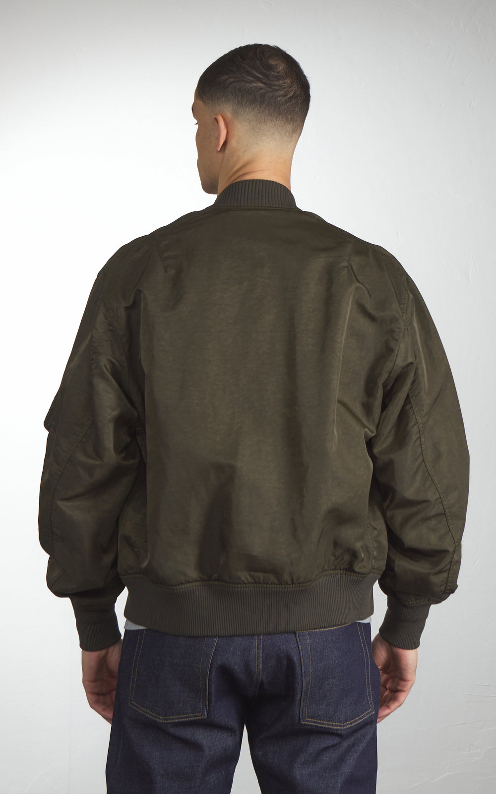 Houston Garment Dyed Nylon Light MA-1 Flight Jacket Olive Drab