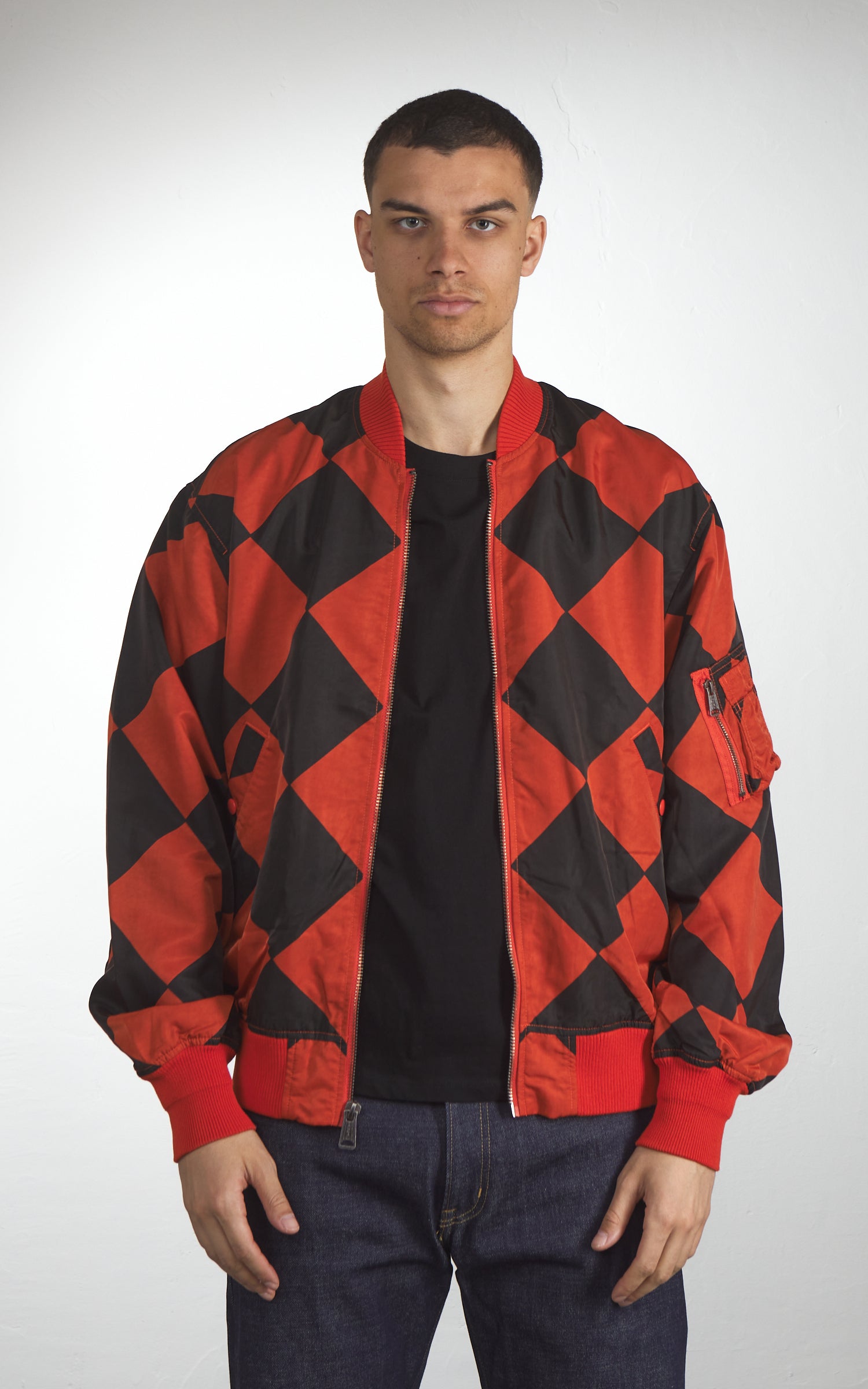 Houston Garment Dyed Nylon Line Crewman MA-1 Flight Jacket Orange