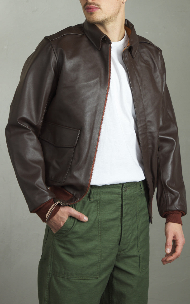 Houston A-2 Leather Jacket Horsehide Brown