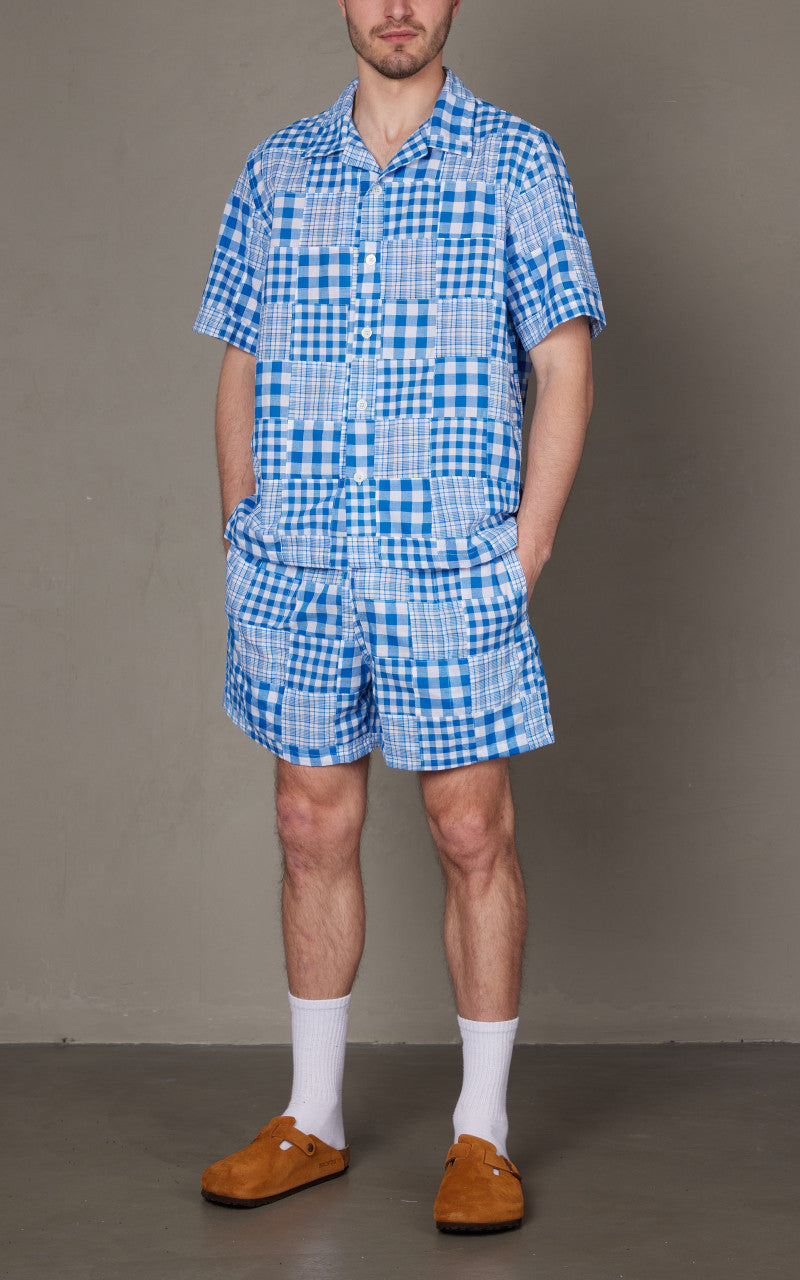 Howlin' Smiling Shorts Blue Madras Patchwork