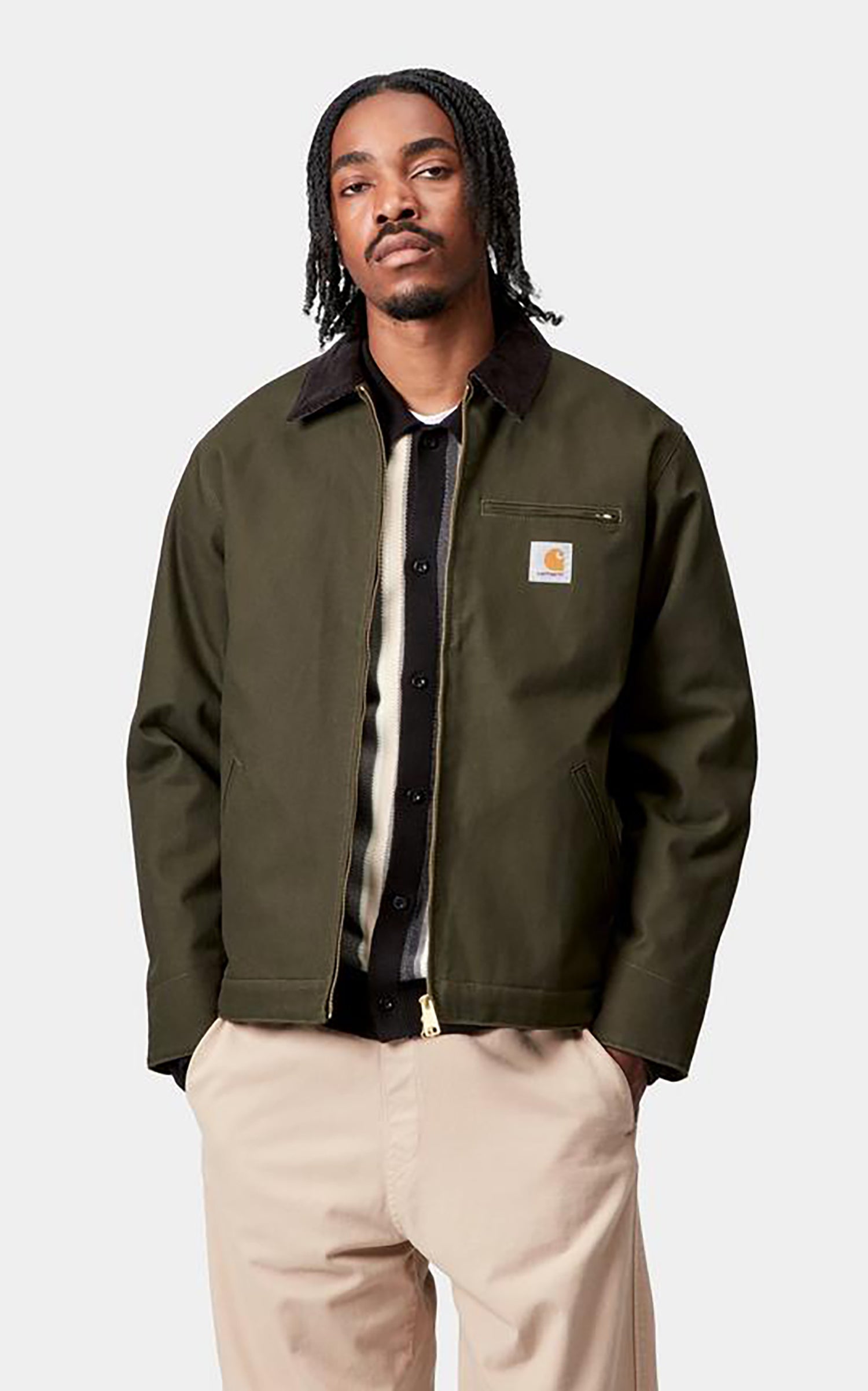 Carhartt WIP Detroit Jacket Winter Dearborn Canvas Rigid Olive/Black