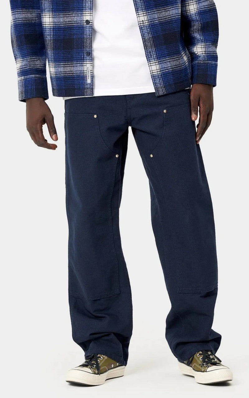 Carhartt WIP Double Knee Pant Dearborn Canvas Rinsed Dark Navy