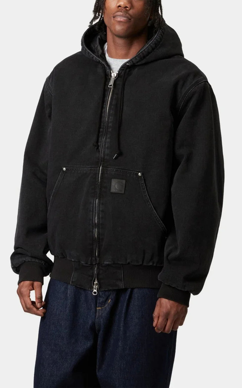Carhartt WIP OG Active Rivet Jacket Maitland Denim Lined Stone Washed Black