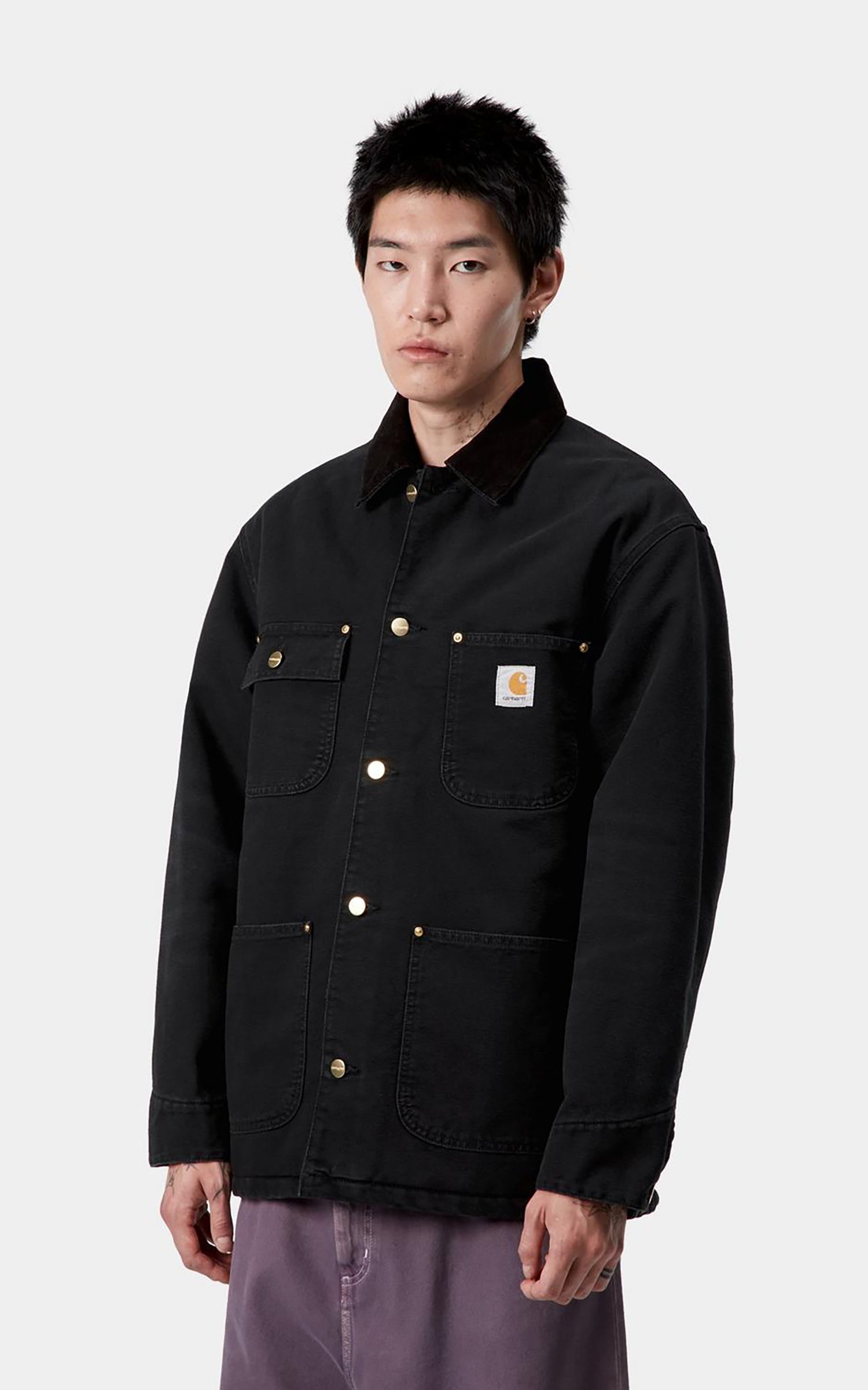 Carhartt WIP OG Chore Coat Dearborn Canvas Stone Wash Black/Black