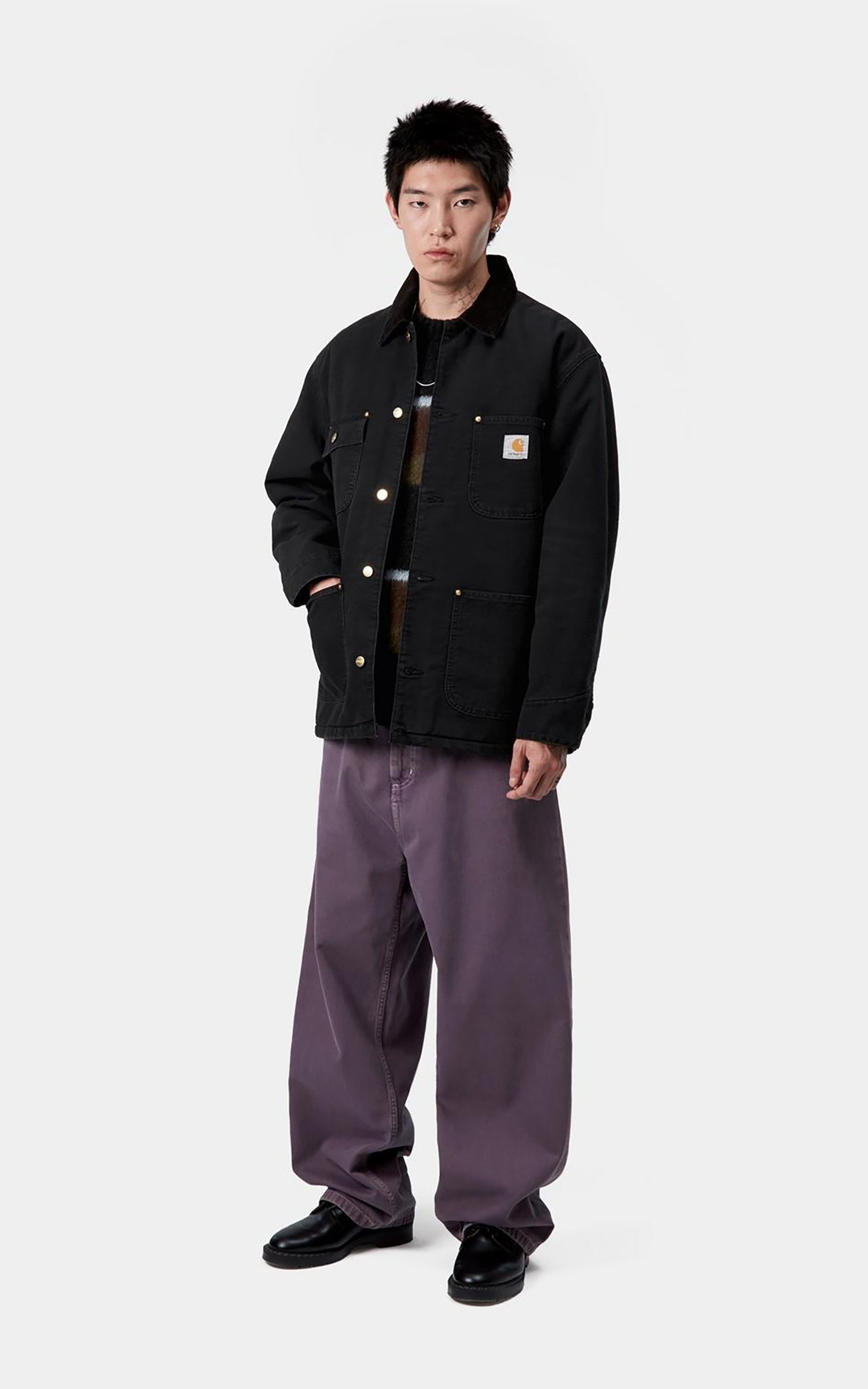 Carhartt WIP OG Chore Coat Dearborn Canvas Stone Wash Black/Black