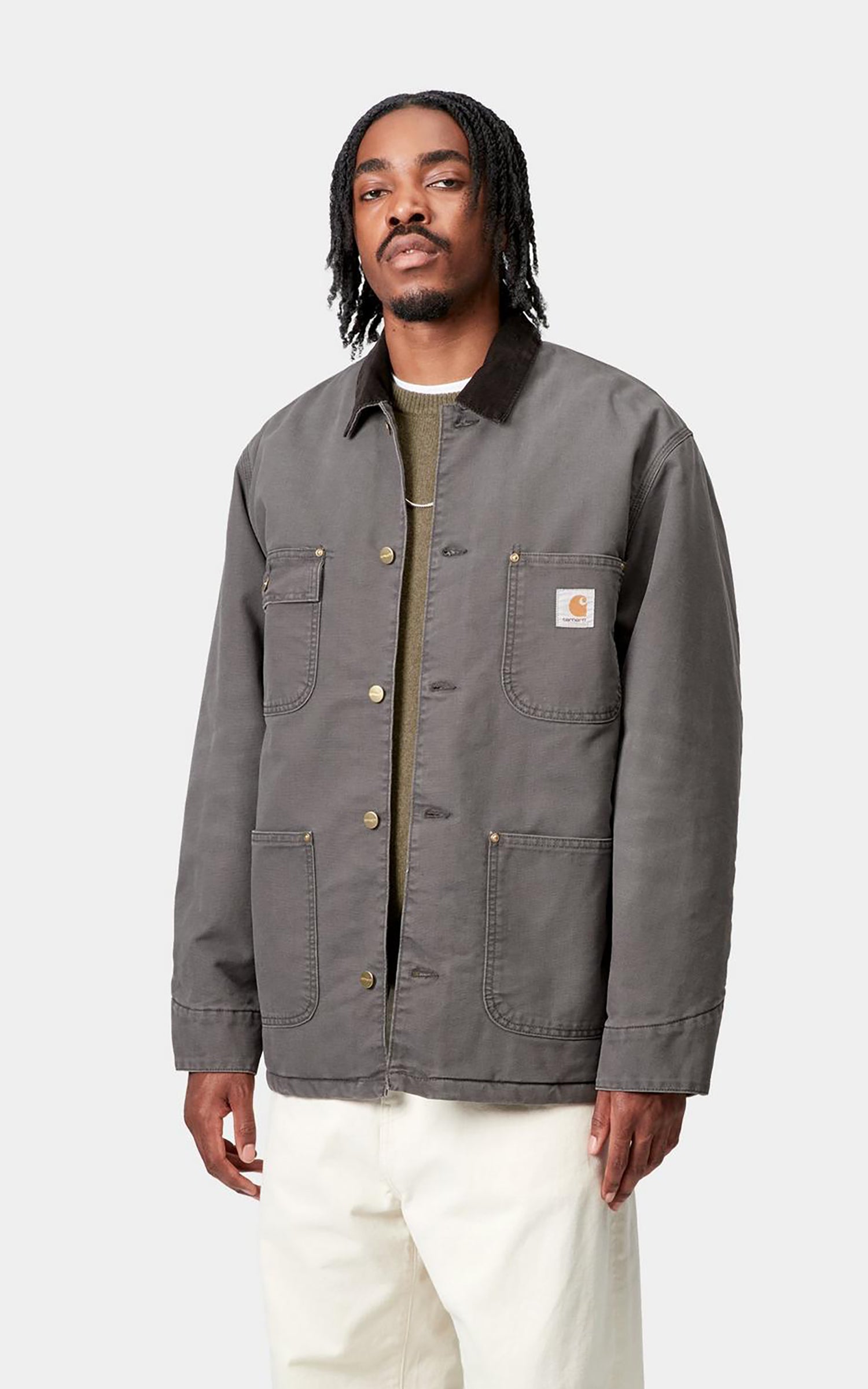 Carhartt WIP OG Chore Coat Dearborn Canvas Stone Wash Graphite/Black