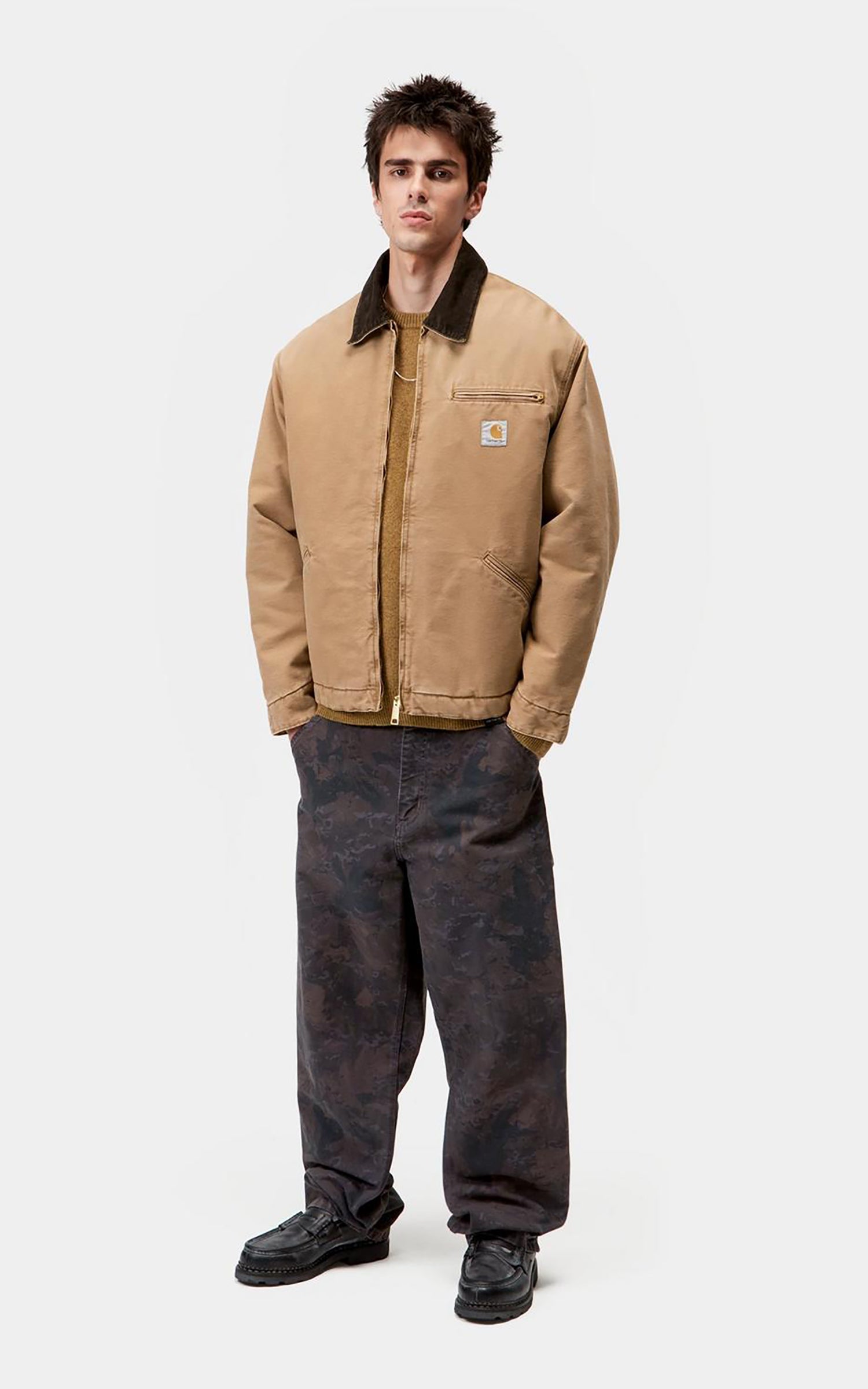 Carhartt WIP OG Detroit Jacket Dearborn Canvas Stone Hamilton Brown/Tobacco