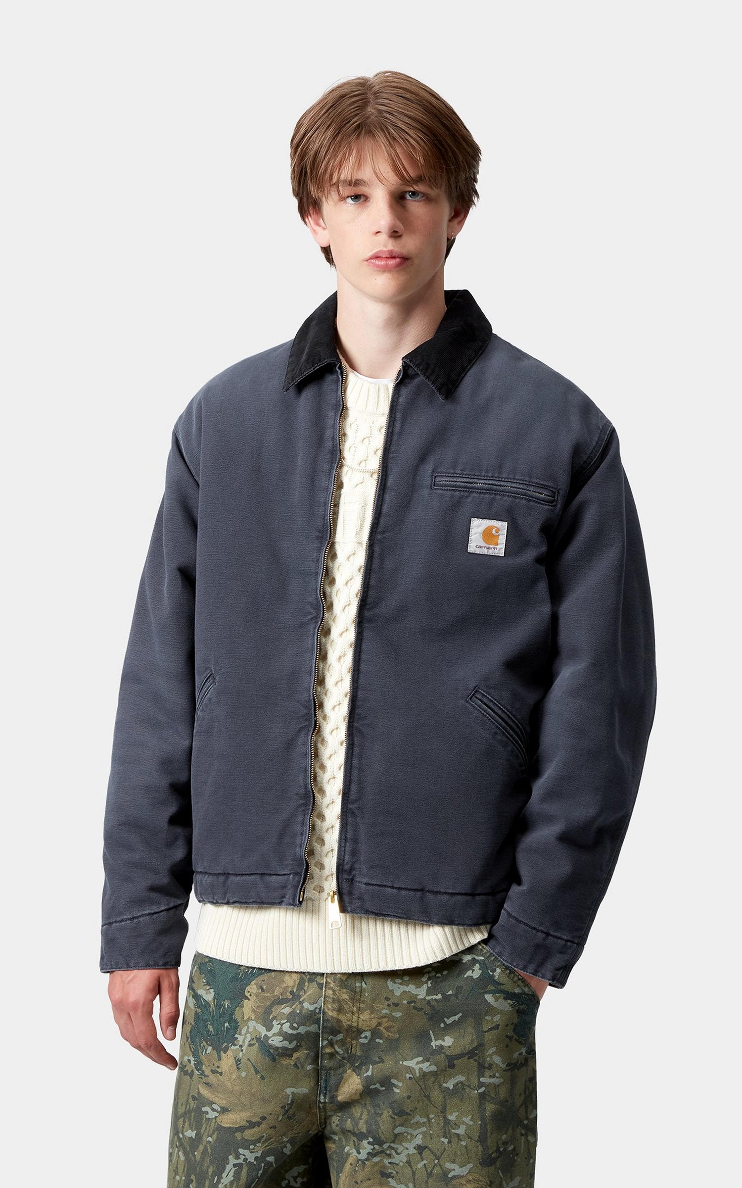 Carhartt WIP OG Detroit Jacket Dearborn Canvas Stone Dark Navy/Black